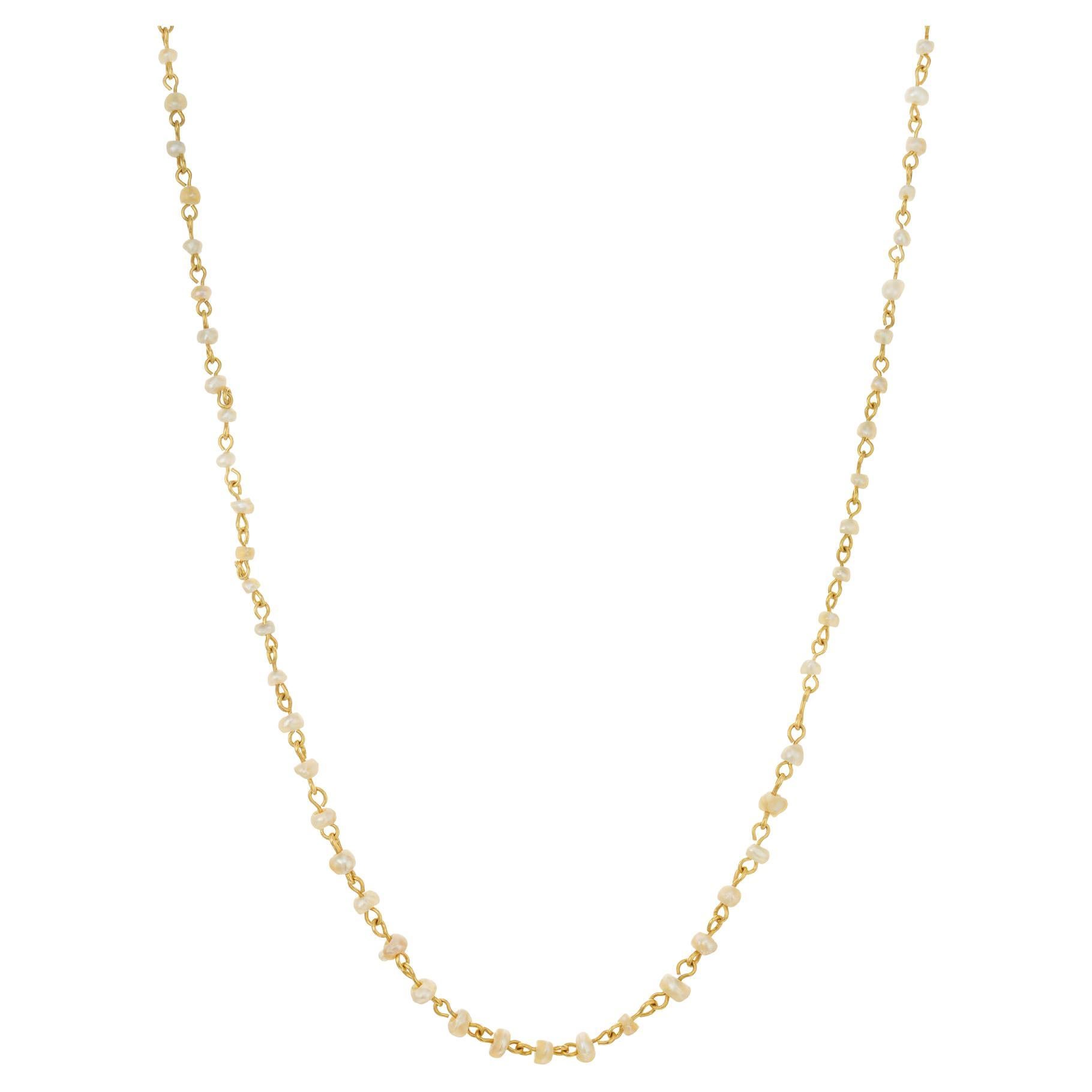 GIA Certified Natural Saltwater Pearl Yellow Gold Necklace