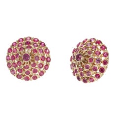 GIA Certified Natural Sapphire Gold Dome Earrings