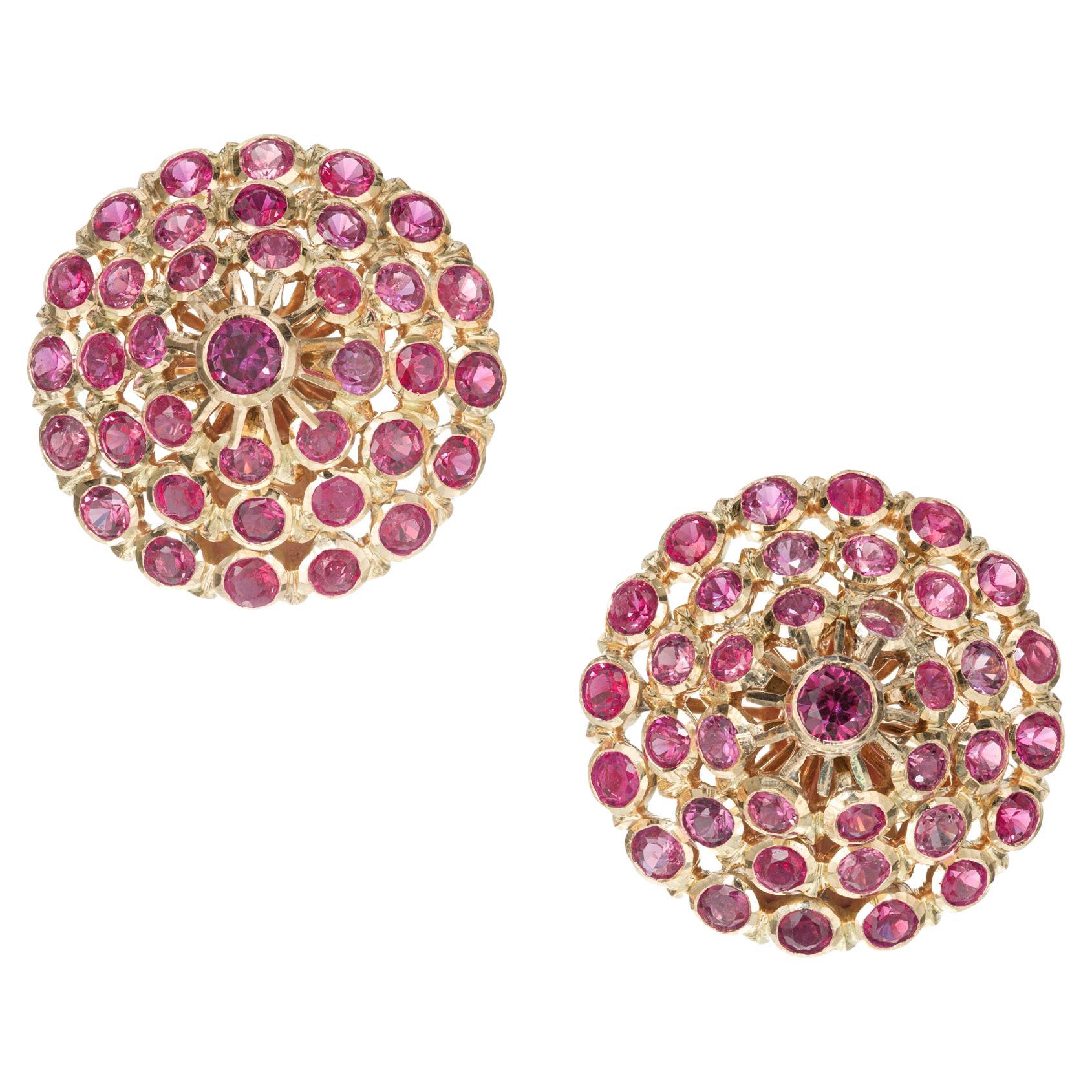 GIA Certified Natural Sapphire Gold Dome Earrings