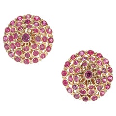 Retro GIA Certified Natural Sapphire Gold Dome Earrings