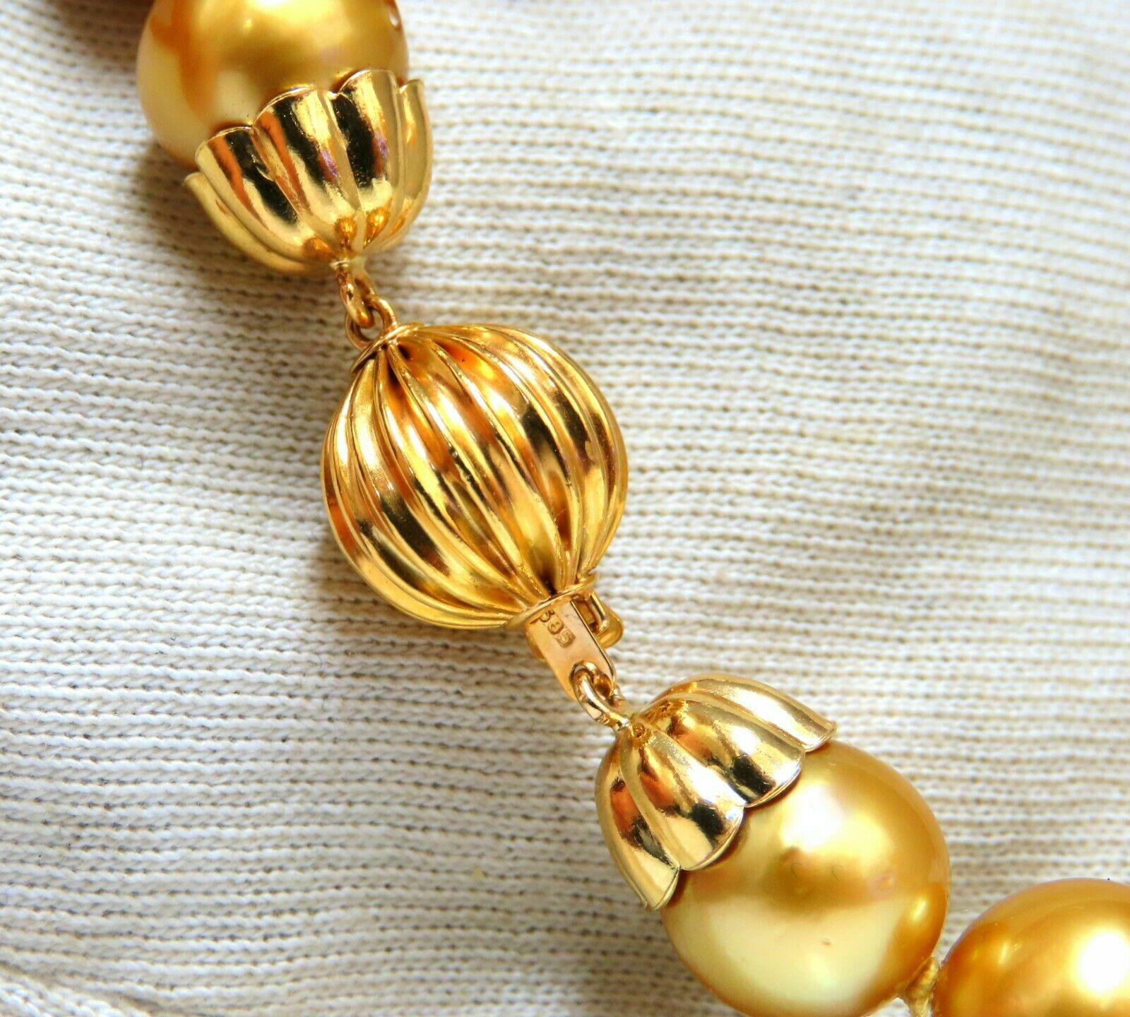 Non taillé Collier de perles d'or des mers du Sud certifiées GIA en vente