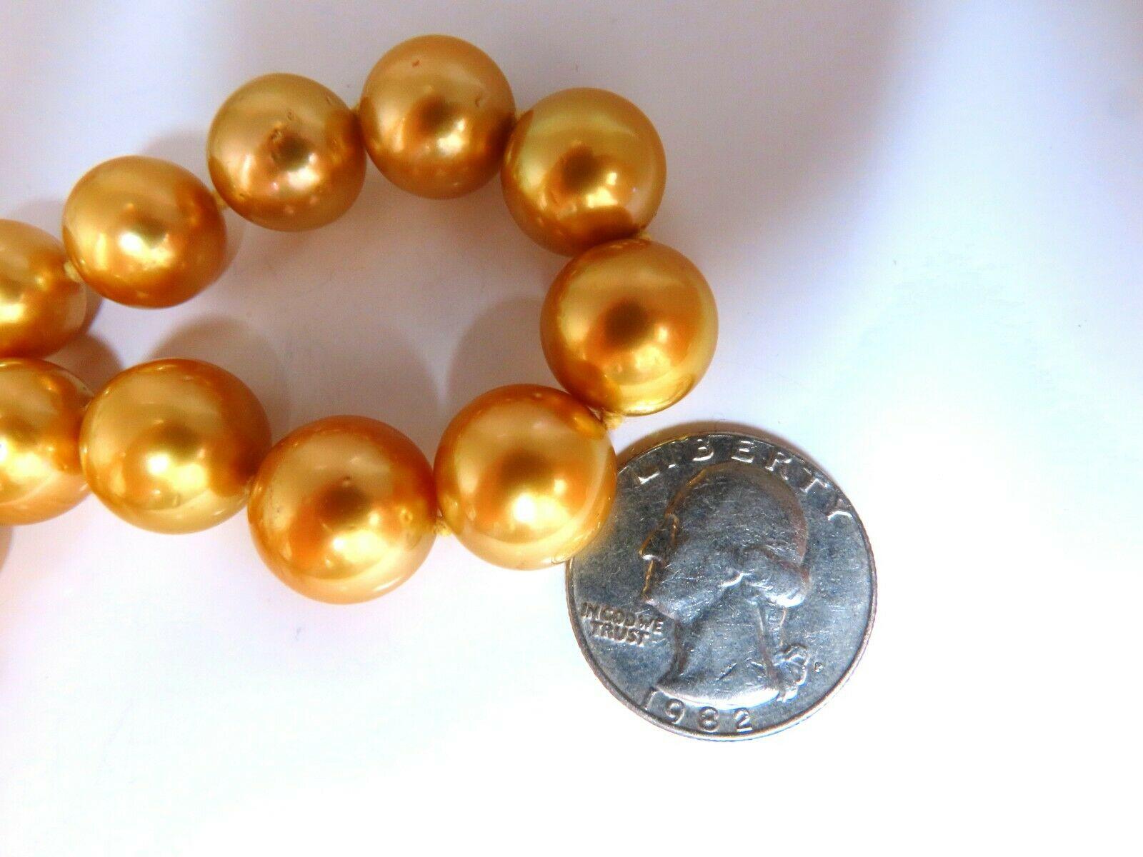 GIA Certified Natural South Sea Golden Pearls Necklace In New Condition For Sale In New York, NY