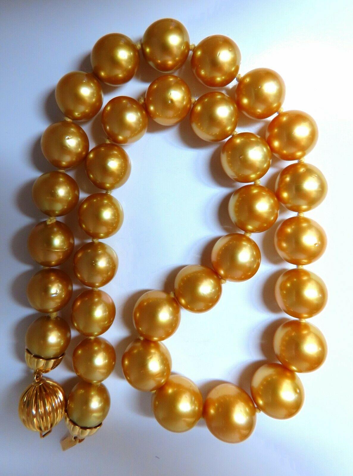 GIA Certified Natural South Sea Golden Pearls Necklace For Sale 2
