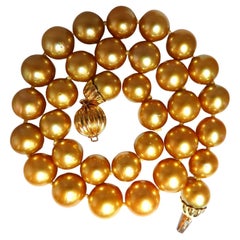 GIA Certified Natural South Sea Golden Pearls Necklace*