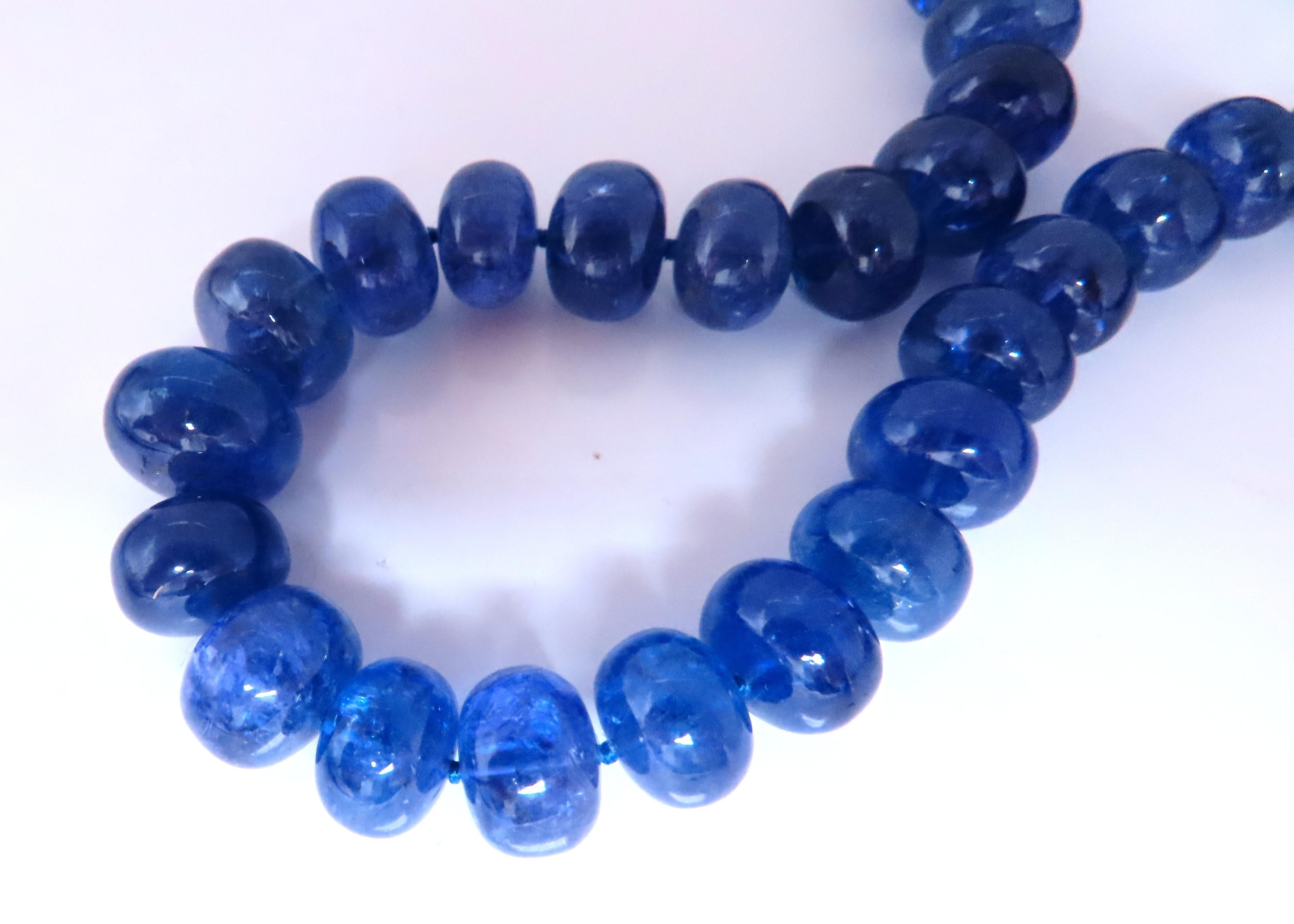 GIA Natural Tanzanite Bead Necklace.
Report 1236075999
14mm-9.8mm
Blue violet
30 inches length

$36000 Appraisal to accompany
