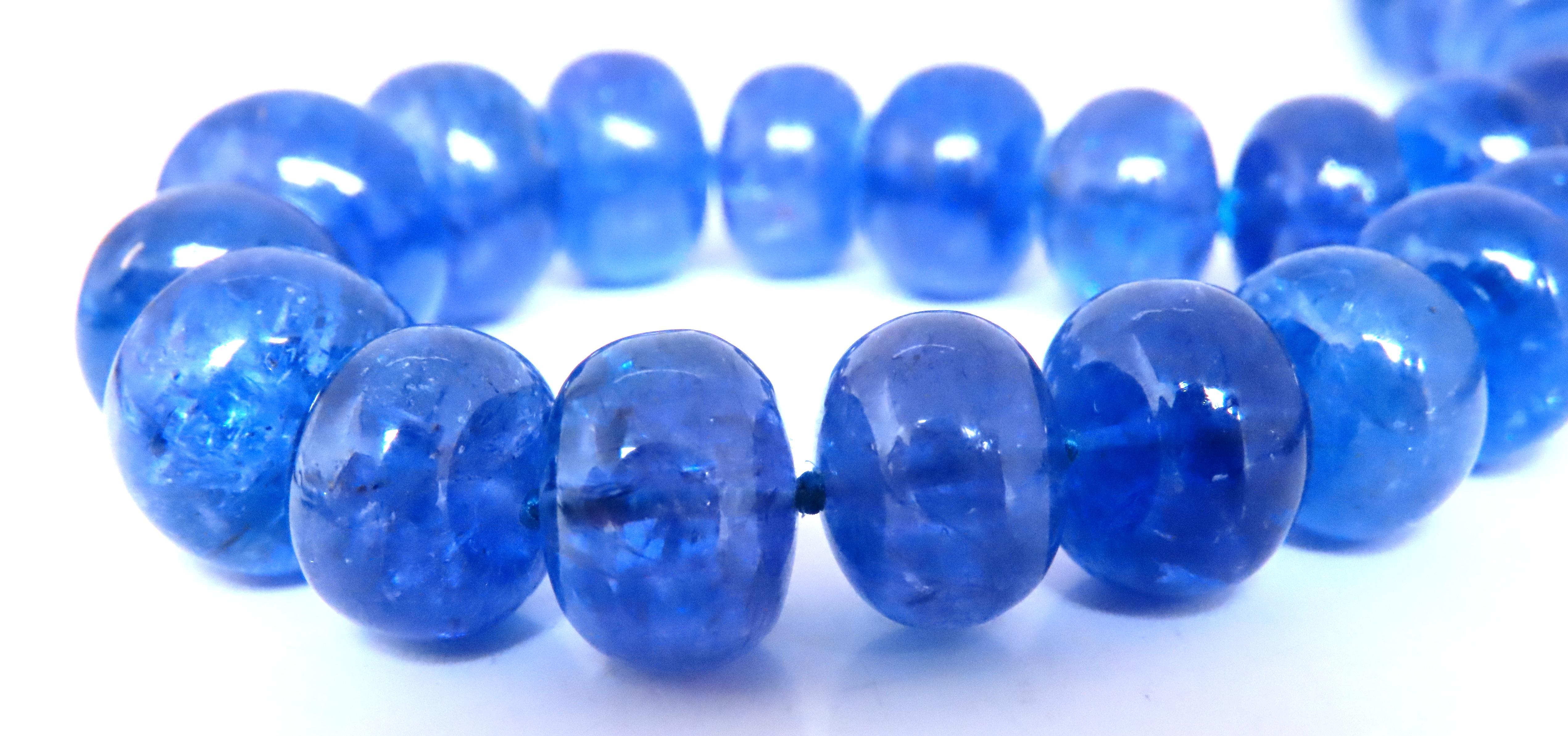 Art Deco GIA Certified Natural Tanzanite Bead Necklace 12417 For Sale