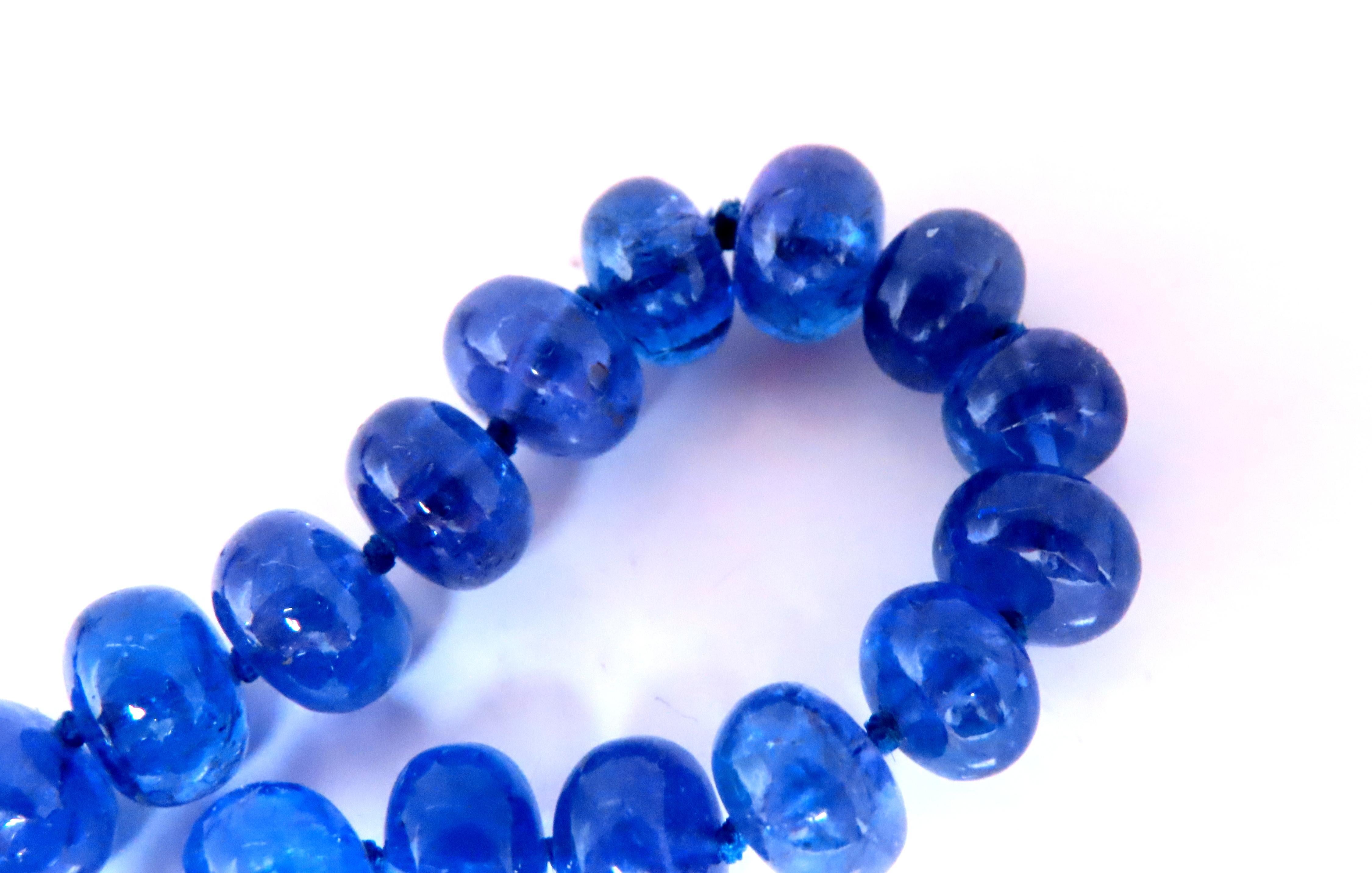 GIA Certified Natural Tanzanite Bead Necklace 12417 In New Condition For Sale In New York, NY