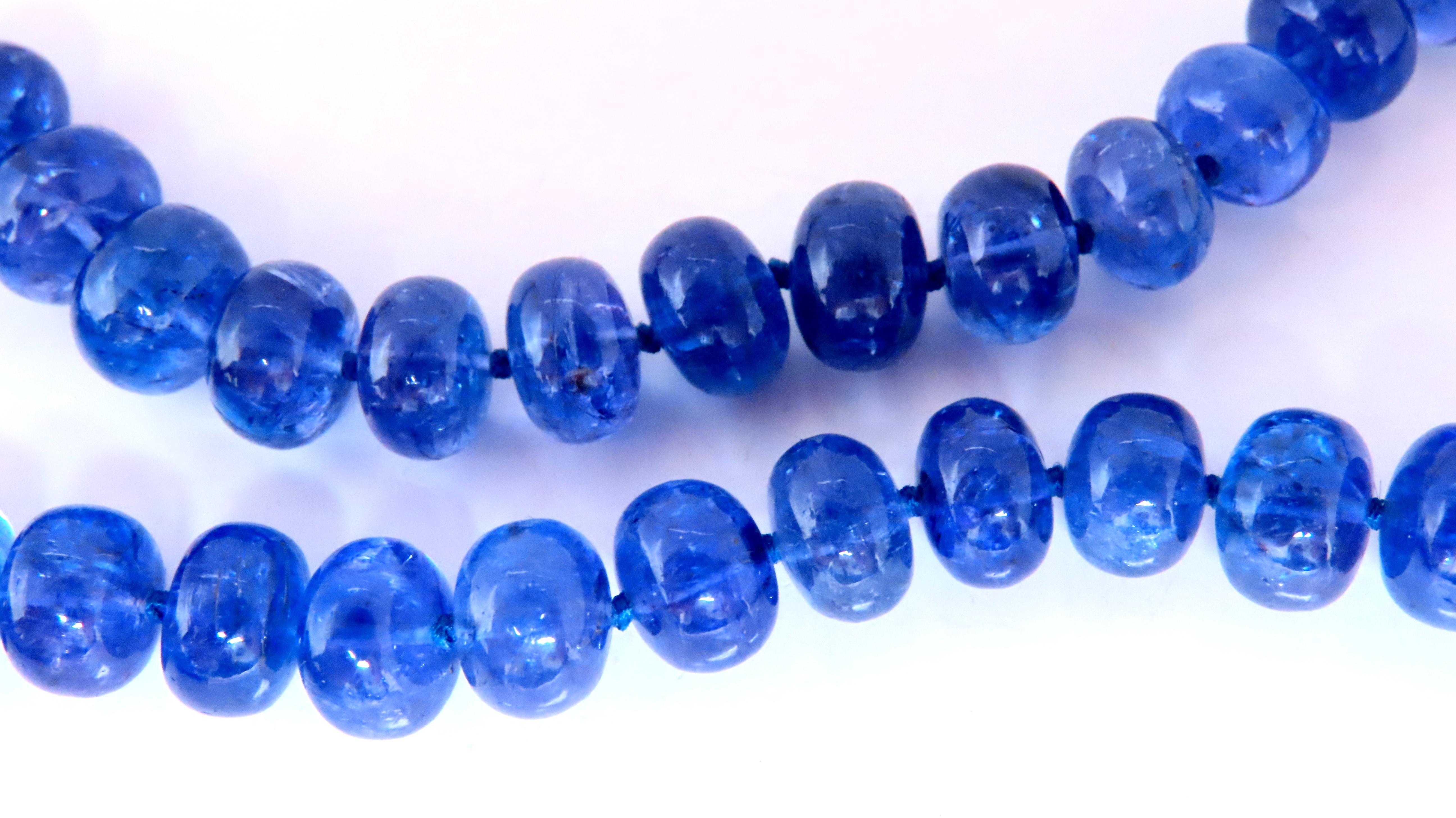 Women's GIA Certified Natural Tanzanite Bead Necklace 12417 For Sale