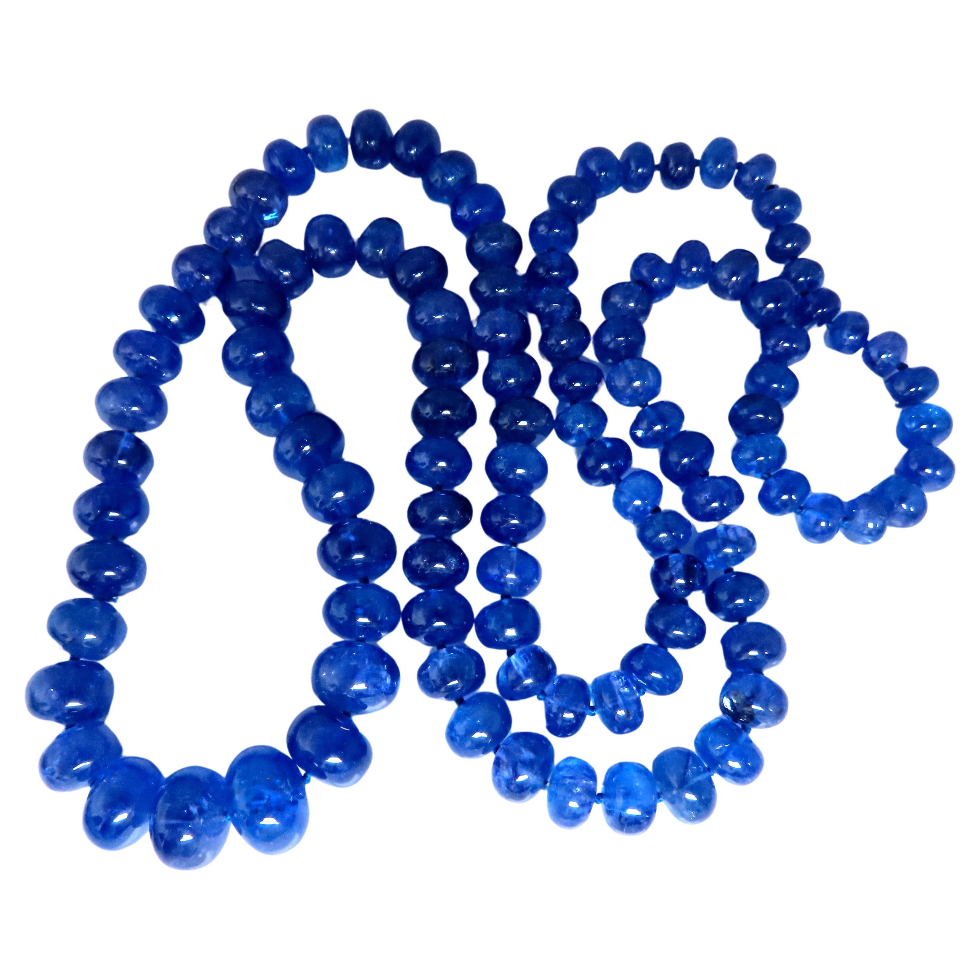 Collier de perles en tanzanite naturelle certifiée GIA 12417