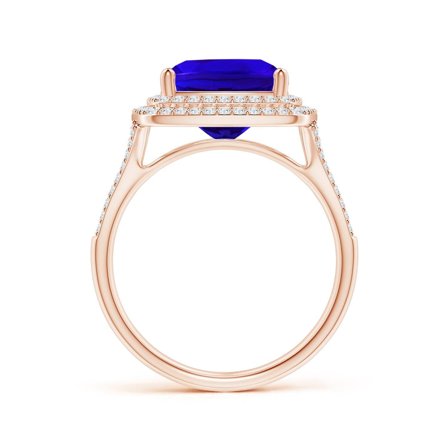GIA Certified Natural Tanzanite Double Halo Cocktail Ring in 18K Yellow Gold 2