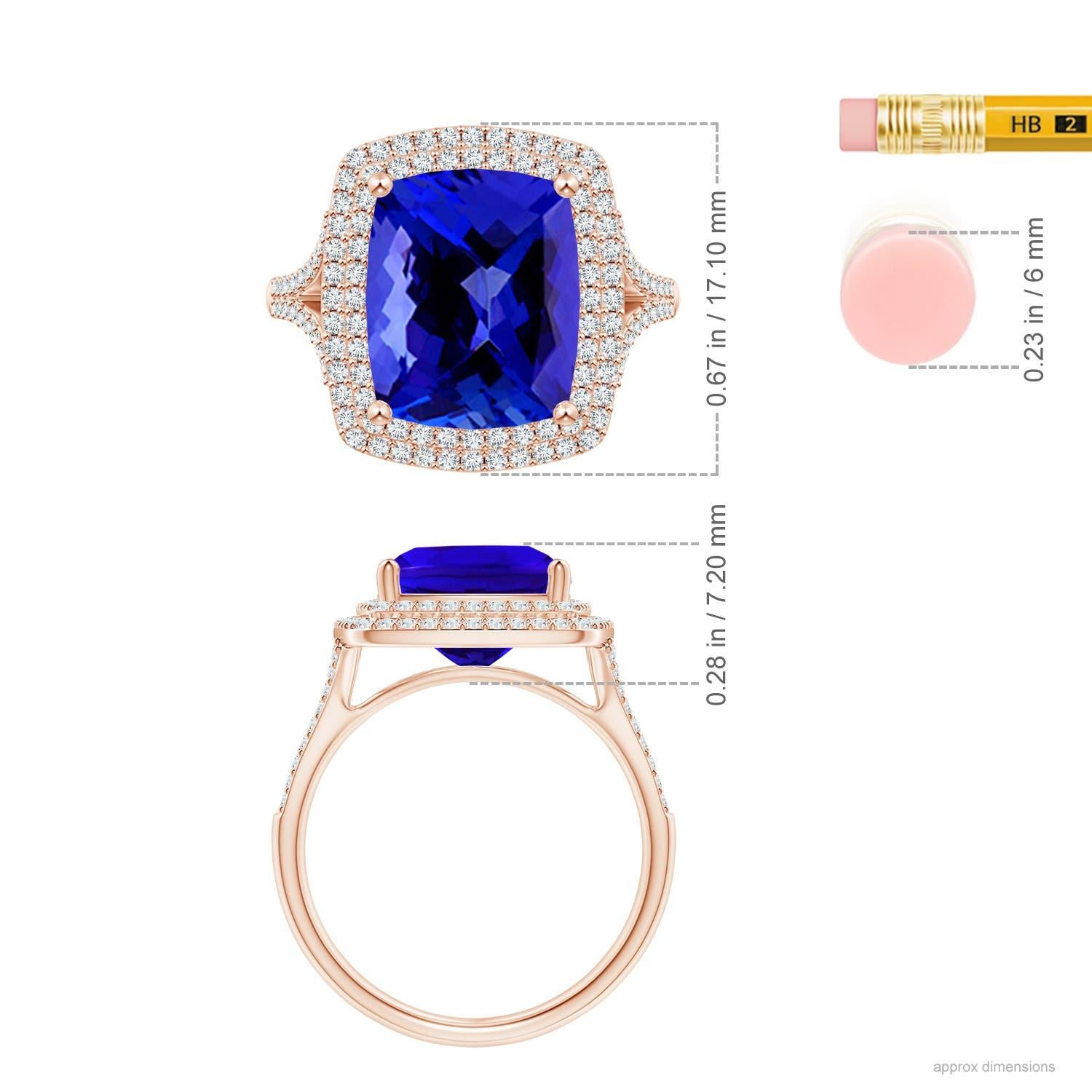 GIA Certified Natural Tanzanite Double Halo Cocktail Ring in 18K Yellow Gold 4