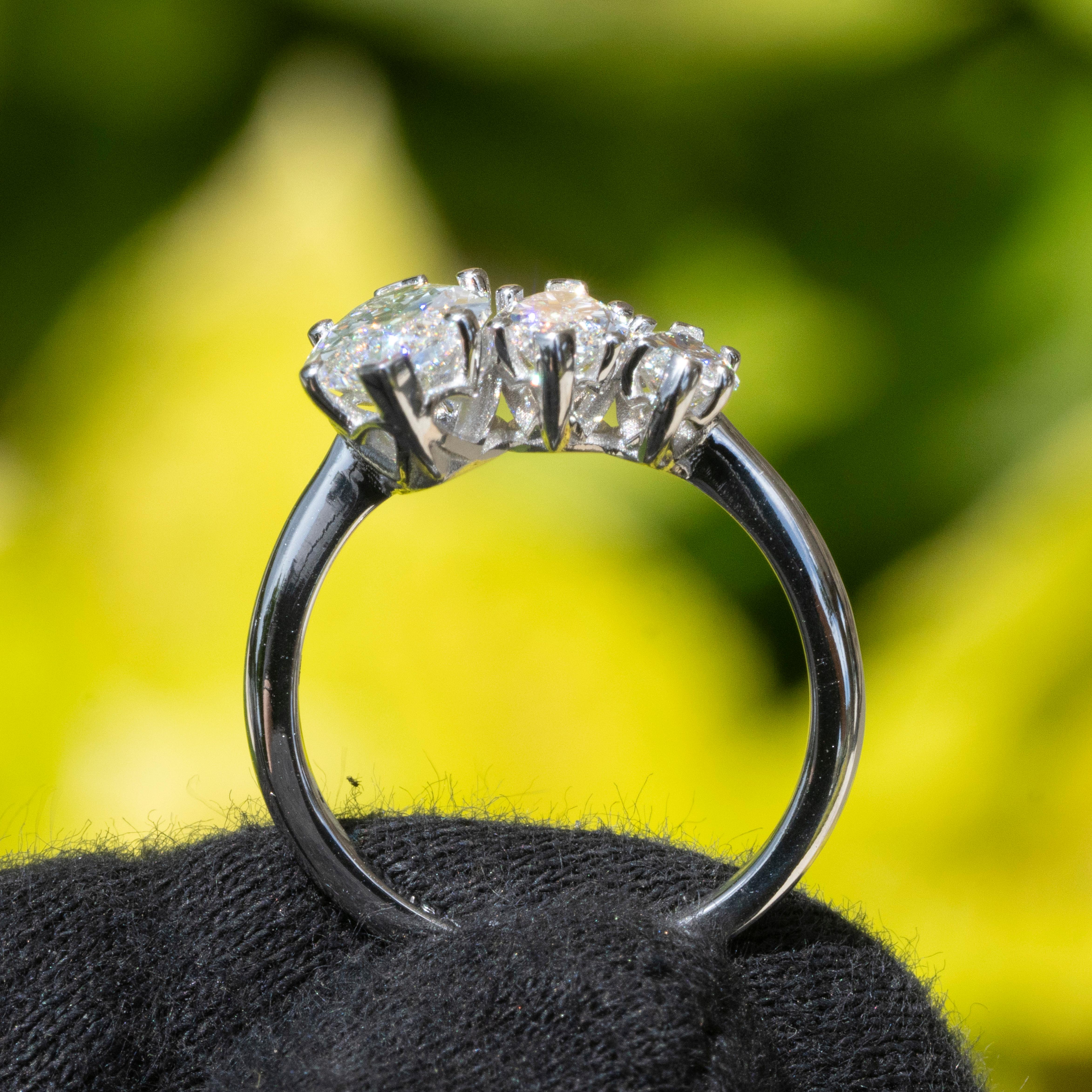 Women's or Men's GIA Certified Natural Three Stone Diamond Ring