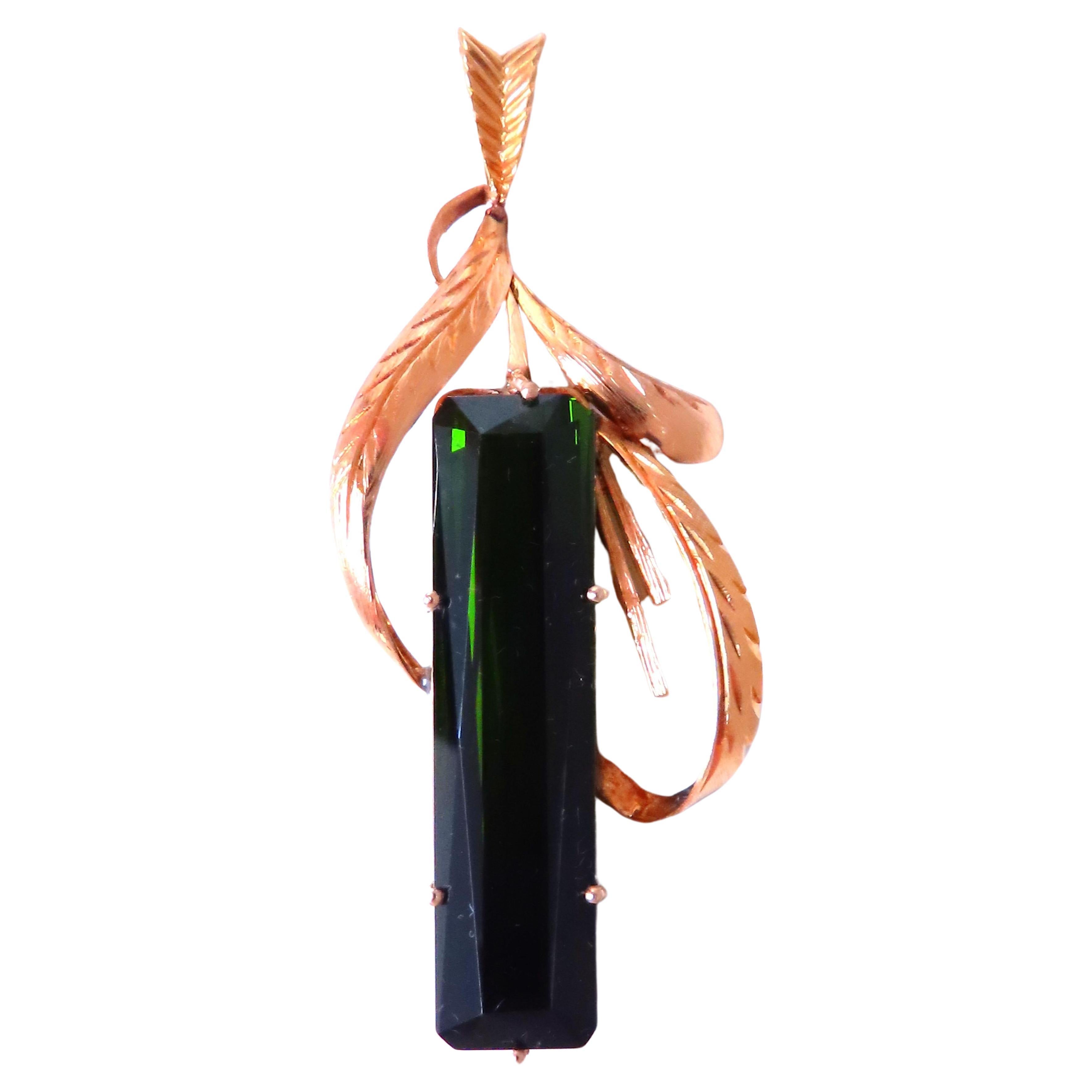 GIA Certified Natural Tourmaline Pendant 14kt