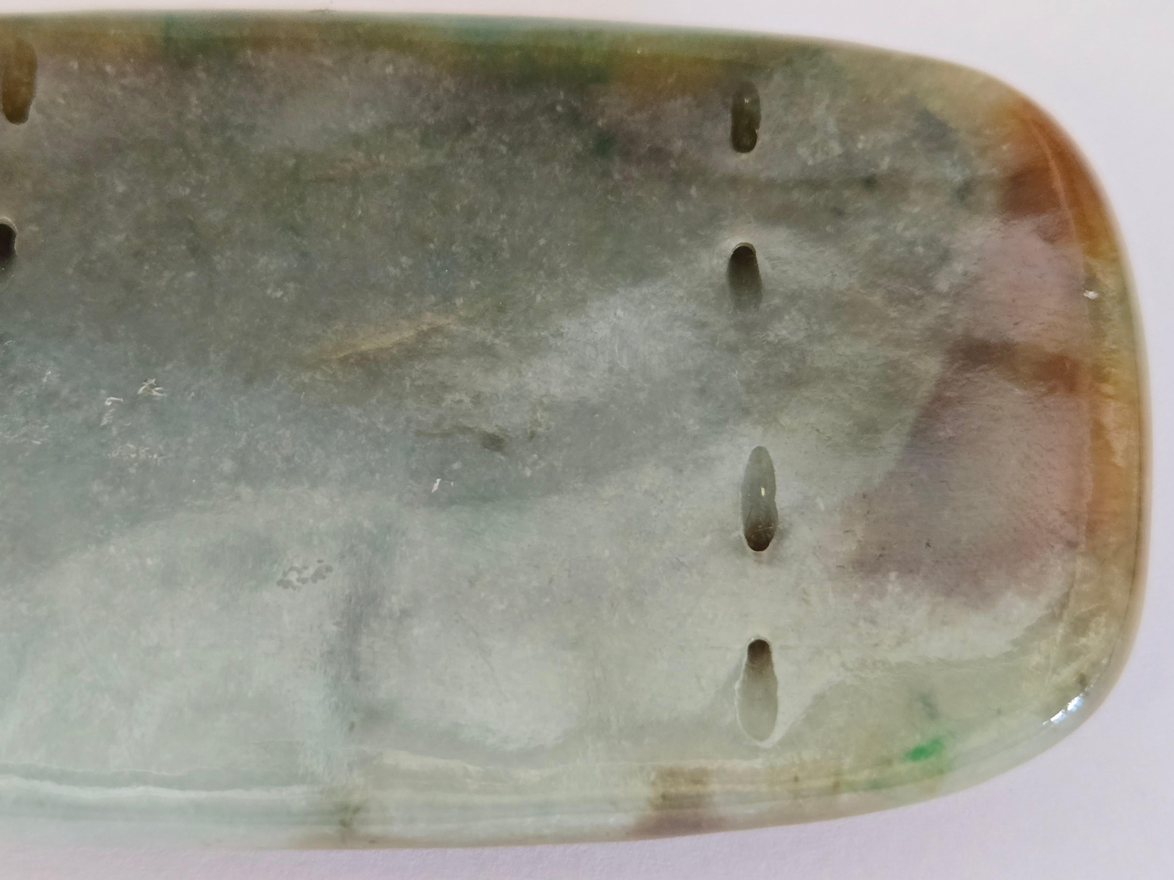 GIA Certified Natural Tri-Color Jadeite Jade Ornament For Sale 5