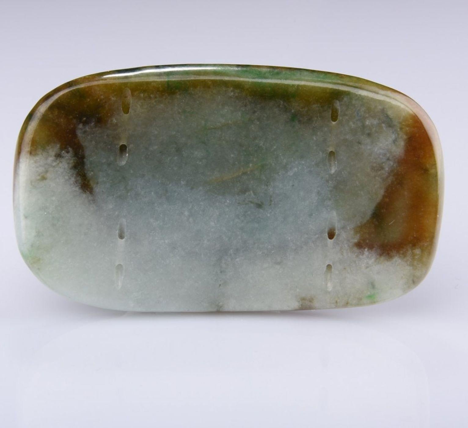 GIA Certified Natural Tri-Color Jadeite Jade Ornament For Sale 11
