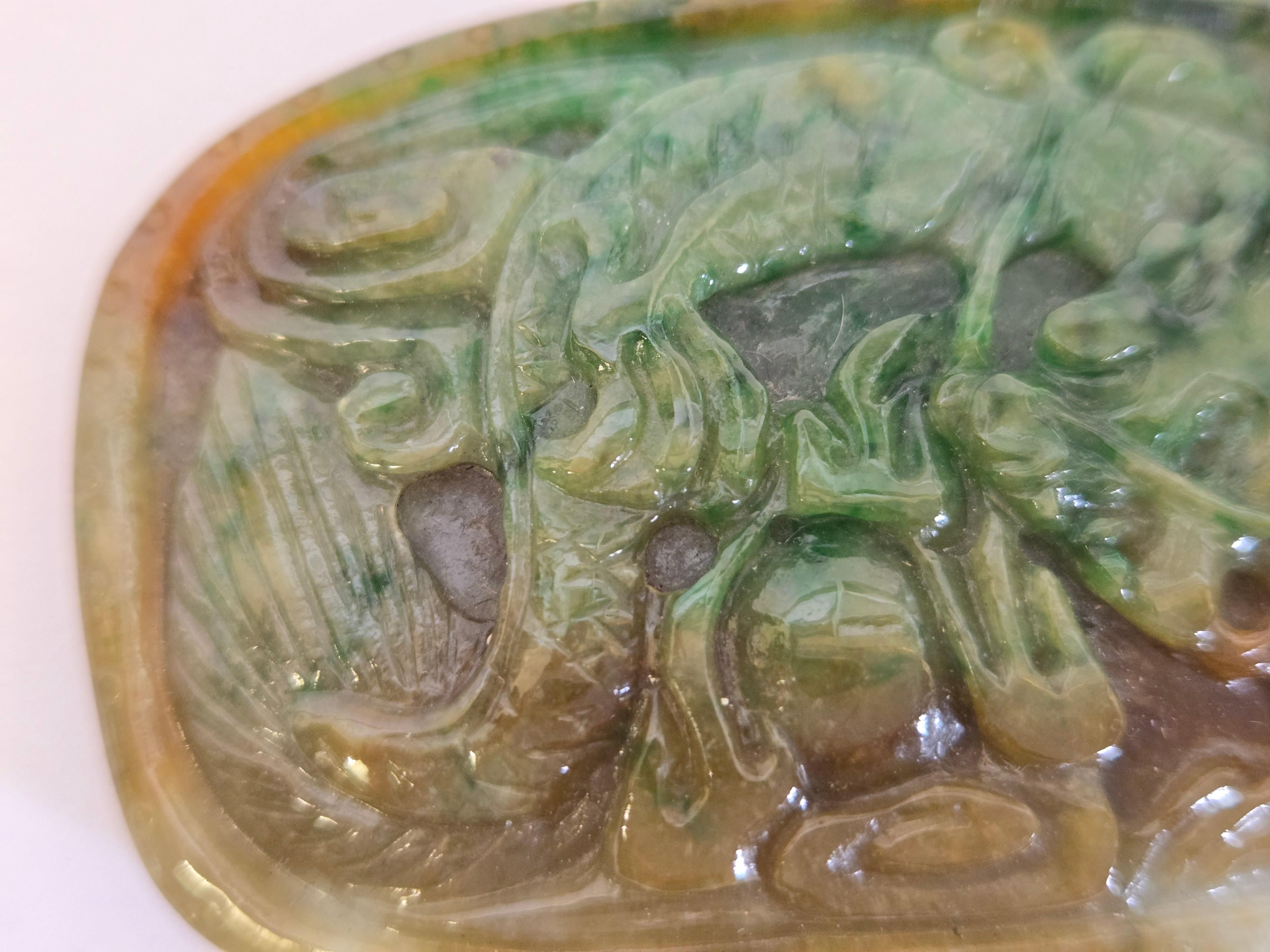 GIA Certified Natural Tri-Color Jadeite Jade Ornament For Sale 3