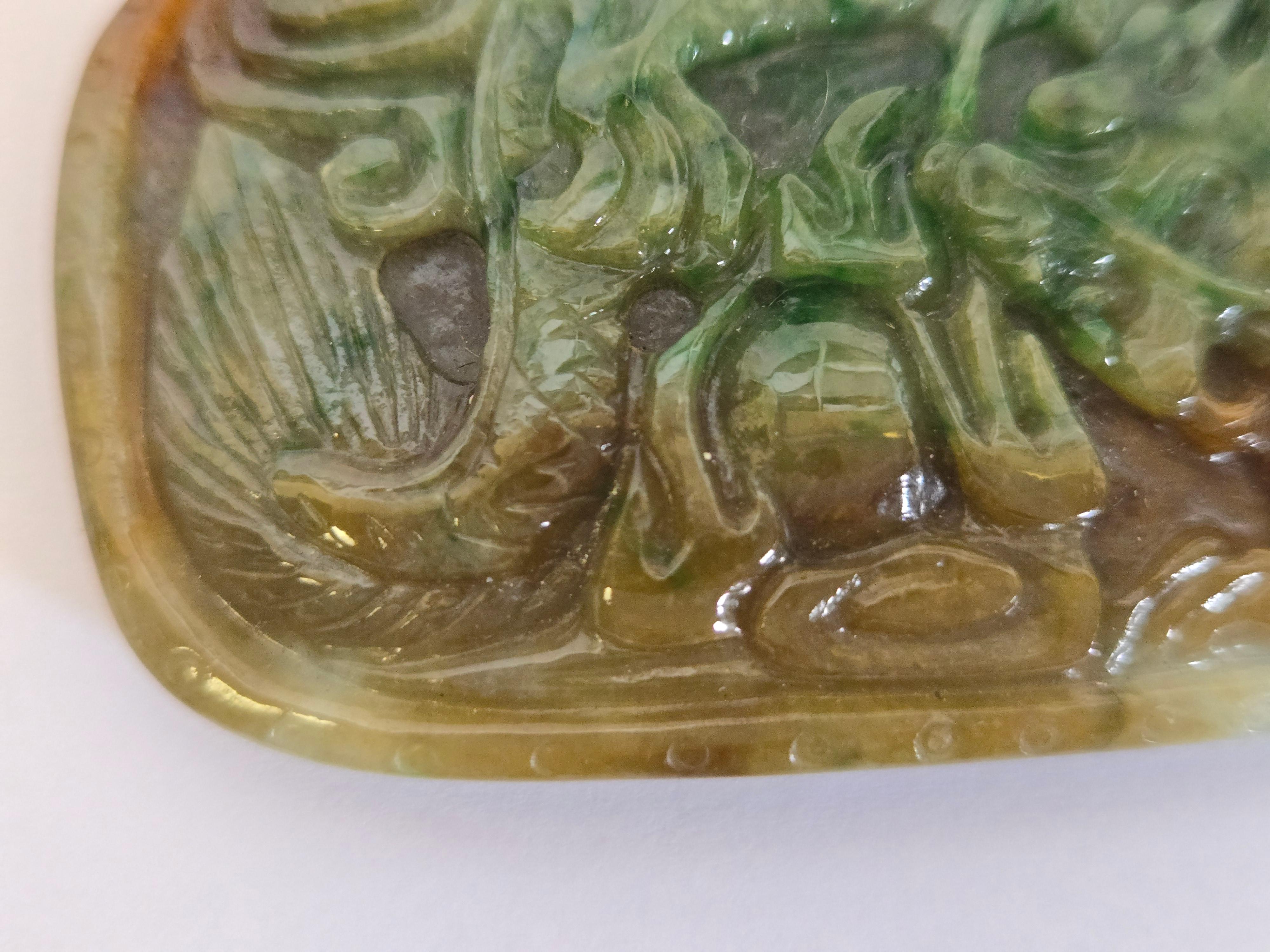 GIA Certified Natural Tri-Color Jadeite Jade Ornament For Sale 4