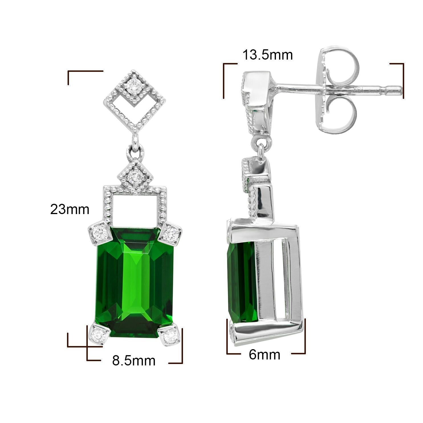 GIA Certified Natural Tsavorites 5.23 Carat Diamond 18K White Gold Drop Earrings In New Condition For Sale In Los Angeles, CA
