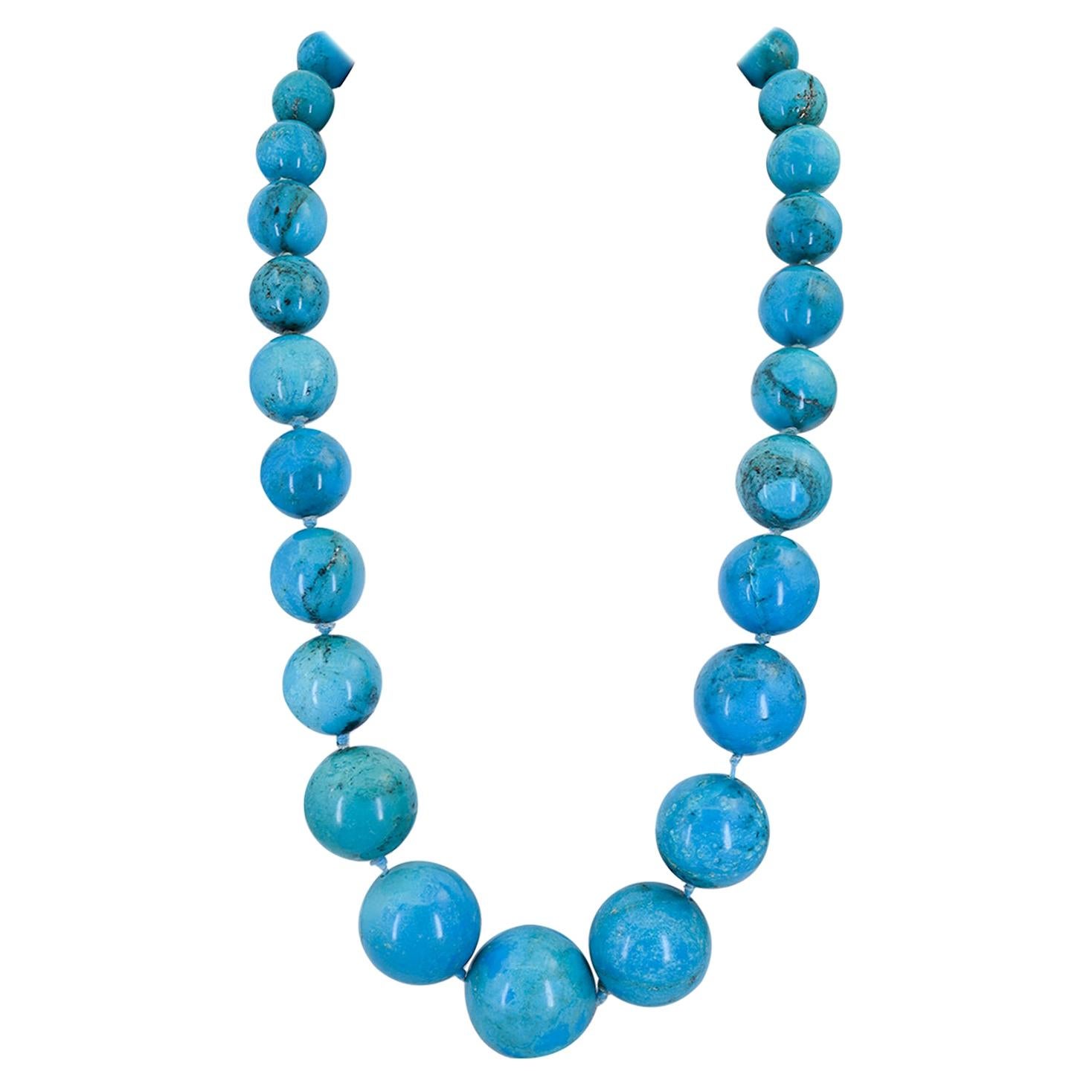GIA Certified Natural Turquoise Bead Necklace