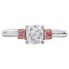 GIA Certified Natural Untreated 1.28 White Pink Diamond Engagement Wedding Ring
