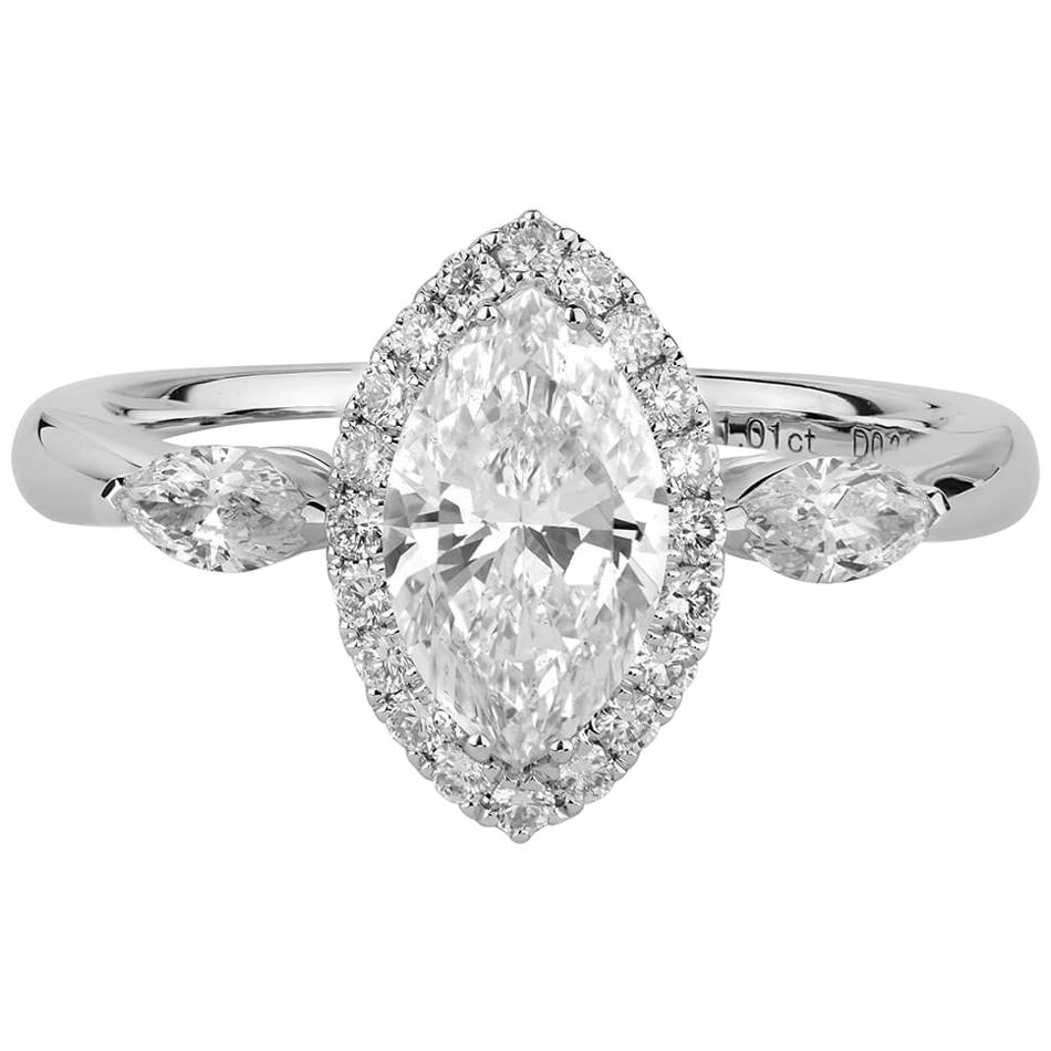 GIA Certified Natural Untreated 1.43 Carat White Diamond Engagement Wedding Ring For Sale