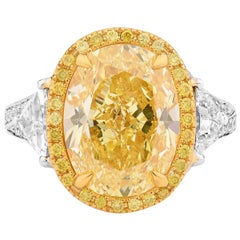 GIA Certified Natural Untreated Fancy Yellow 8.22 Carat Diamond Statement Ring