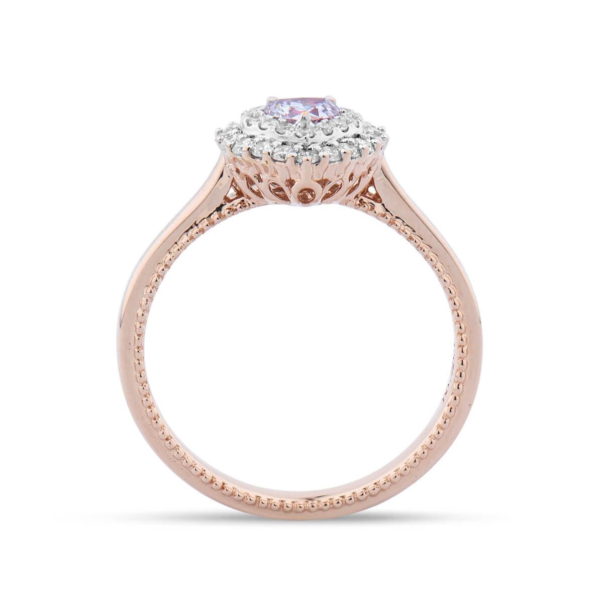 Women's or Men's GIA Certified Natural Untreated Light Pink Diamond 18 Karat Rose Gold Ring For Sale