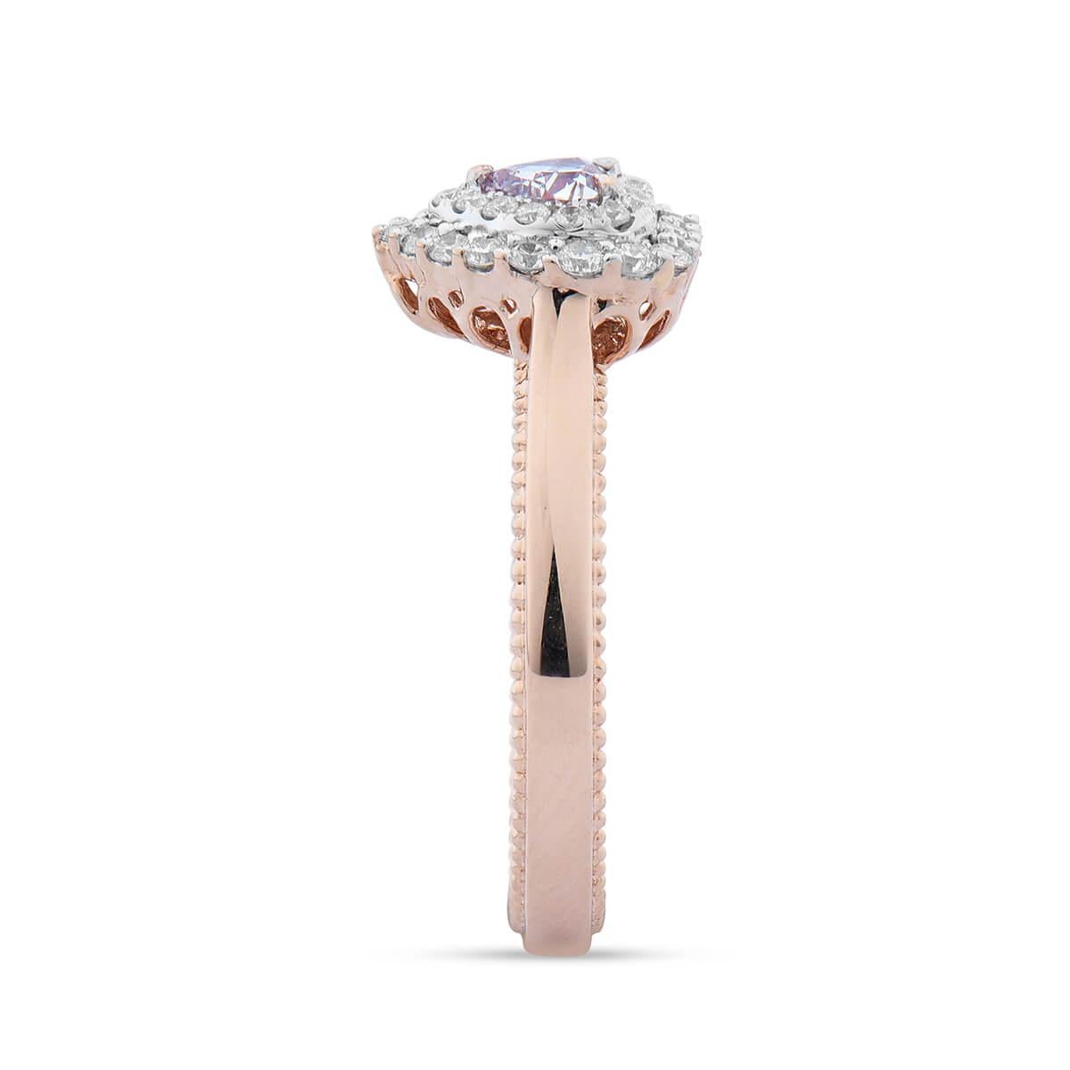 GIA Certified Natural Untreated Light Pink Diamond 18 Karat Rose Gold Ring For Sale 1