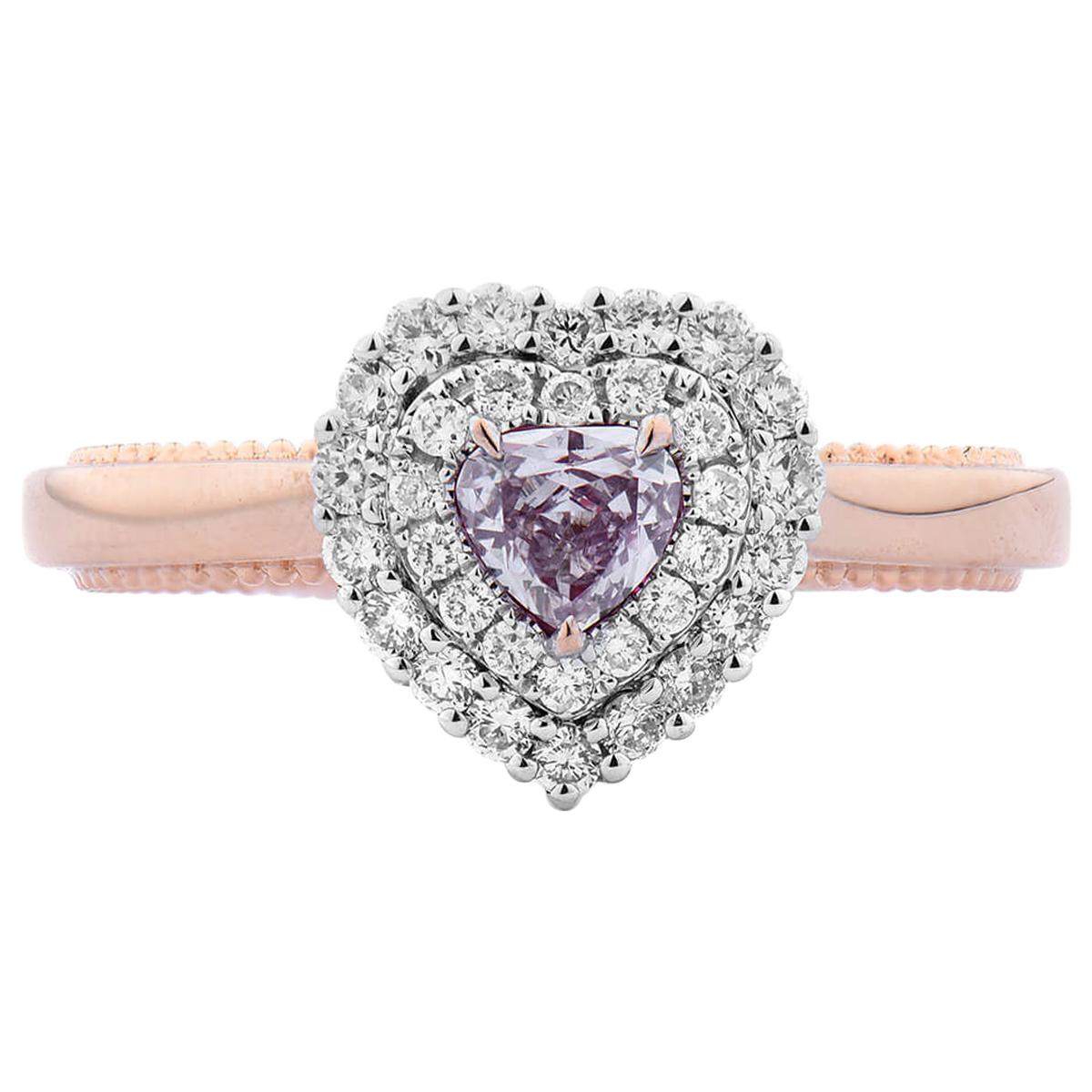 GIA Certified Natural Untreated Light Pink Diamond 18 Karat Rose Gold Ring For Sale