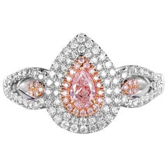 GIA Certified Natural Untreated Pink Diamond 18 Karat Gold Engagement Ring