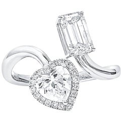 GIA Certified Natural Untreated White Diamond 18 Karat White Gold Fashion Ring