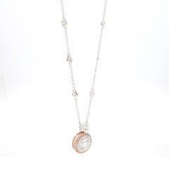 GIA Certified Natural White Round Diamond 1.81 Carat TW Gold Necklace