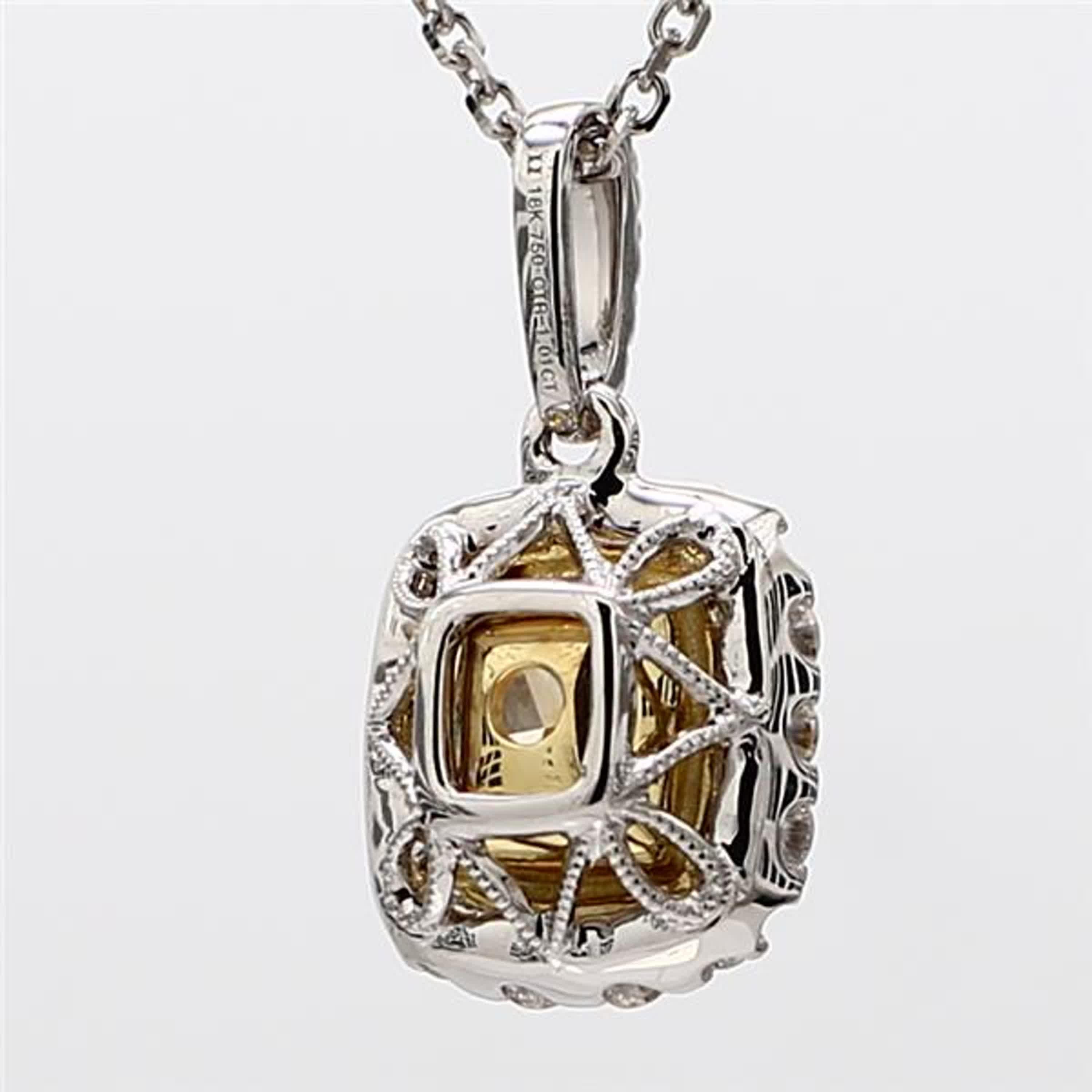 GIA Certified Natural Yellow Cushion and White Diamond 1.35ct TW Gold Pendant In New Condition In New York, NY