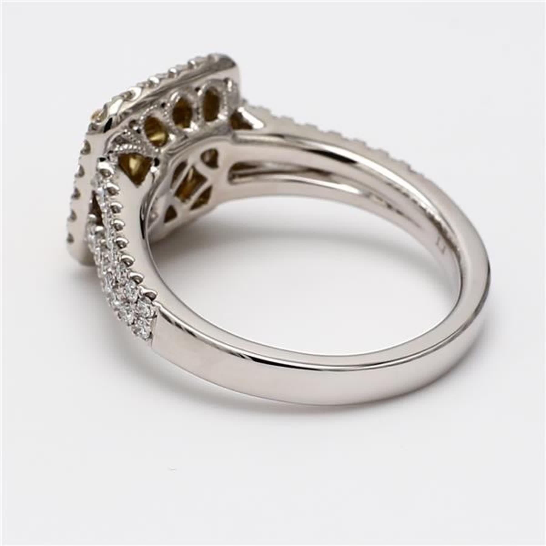 GIA-zertifizierter natürlicher gelber Ring mit Kissenschliff und weißem Diamant 1.72 Karat TW Platin im Zustand „Neu“ im Angebot in New York, NY