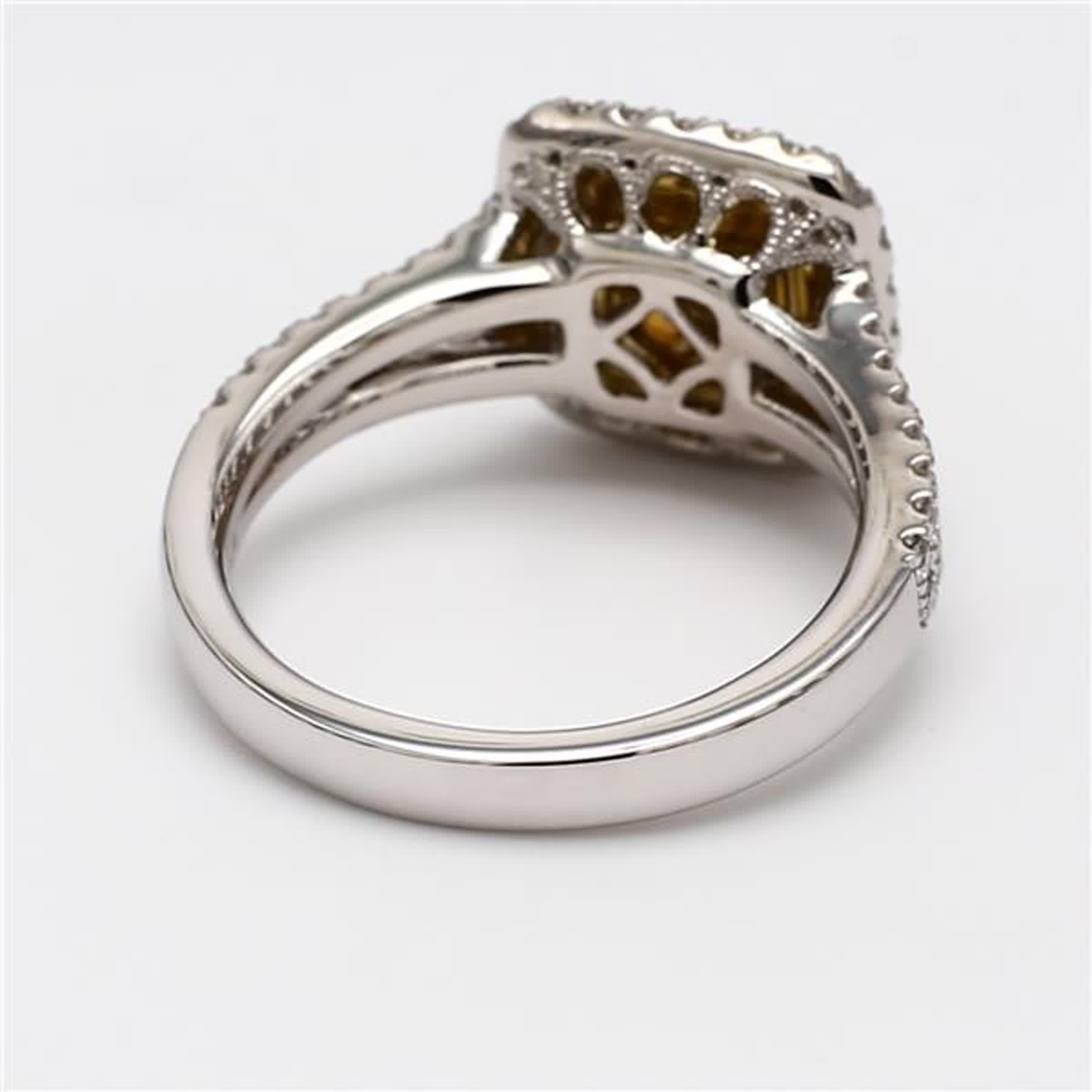 GIA-zertifizierter natürlicher gelber Ring mit Kissenschliff und weißem Diamant 1.72 Karat TW Platin Damen im Angebot