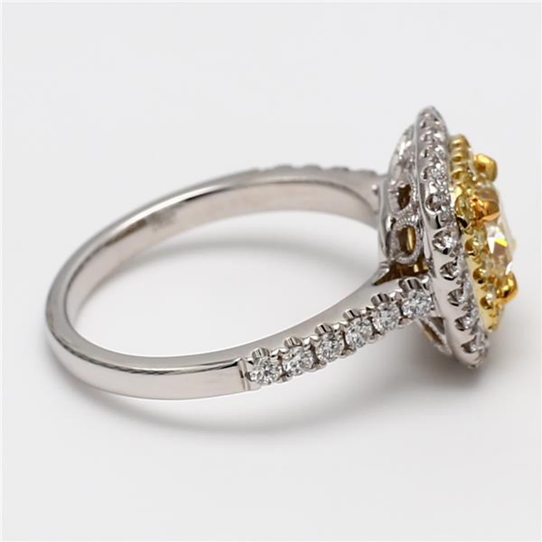 Women's GIA Certified Natural Yellow Cushion and White Diamond 1.78 Carat TW Gold Ring
