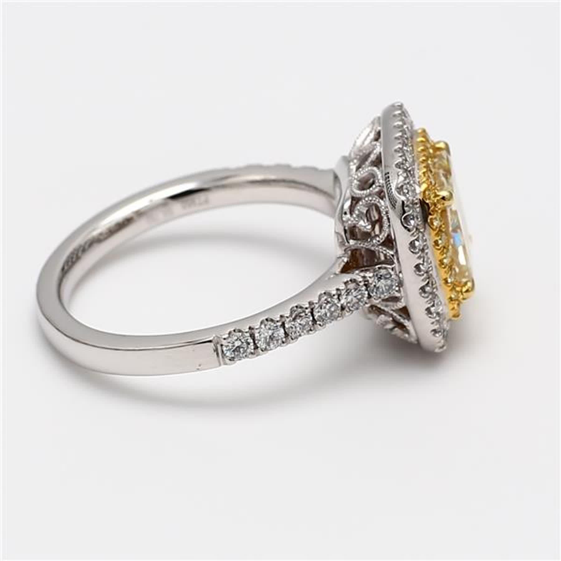 GIA-zertifizierter natürlicher gelber Ring mit Kissenschliff und weißem Diamant 2.62 Karat TW Platin 1