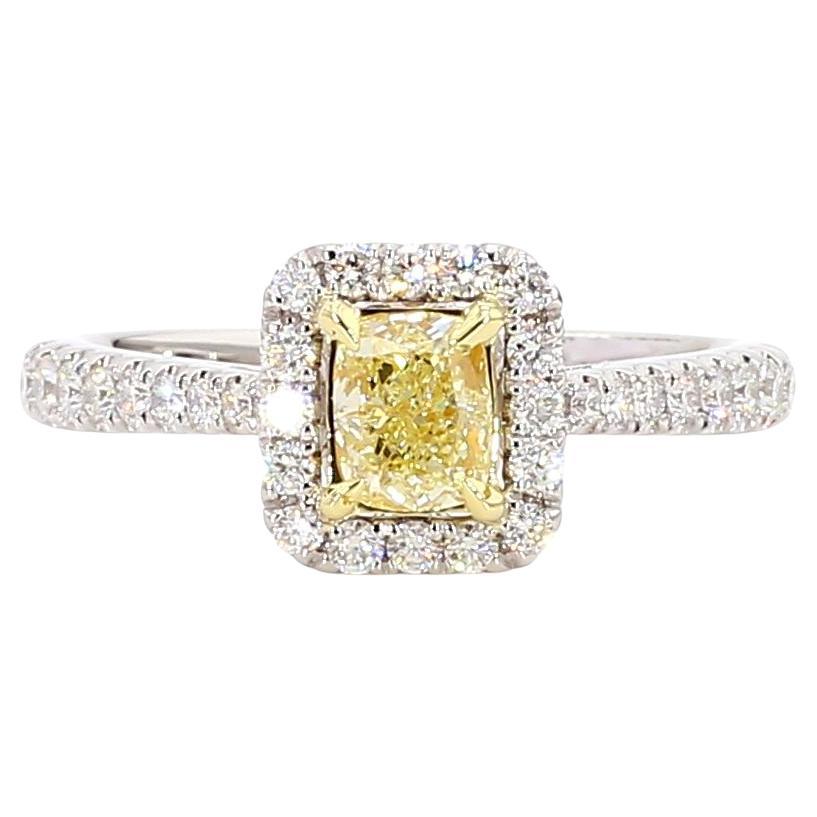 GIA-zertifizierter natürlicher gelber Diamant im Kissenschliff 1.01 Karat TW Gold Cocktail-Ring