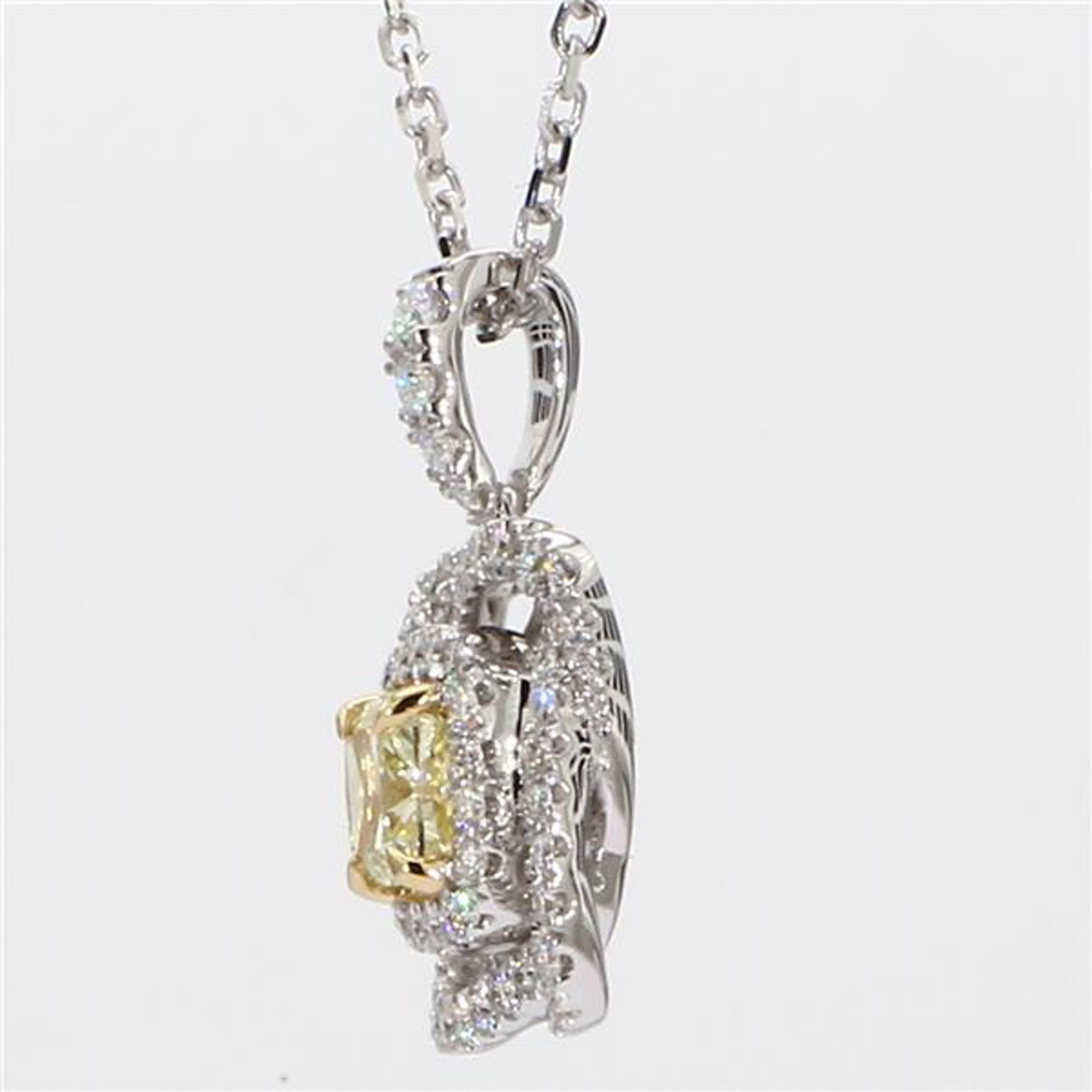 Contemporary GIA Certified Natural Yellow Cushion Diamond 1.10 Carat TW Gold Drop Pendant For Sale