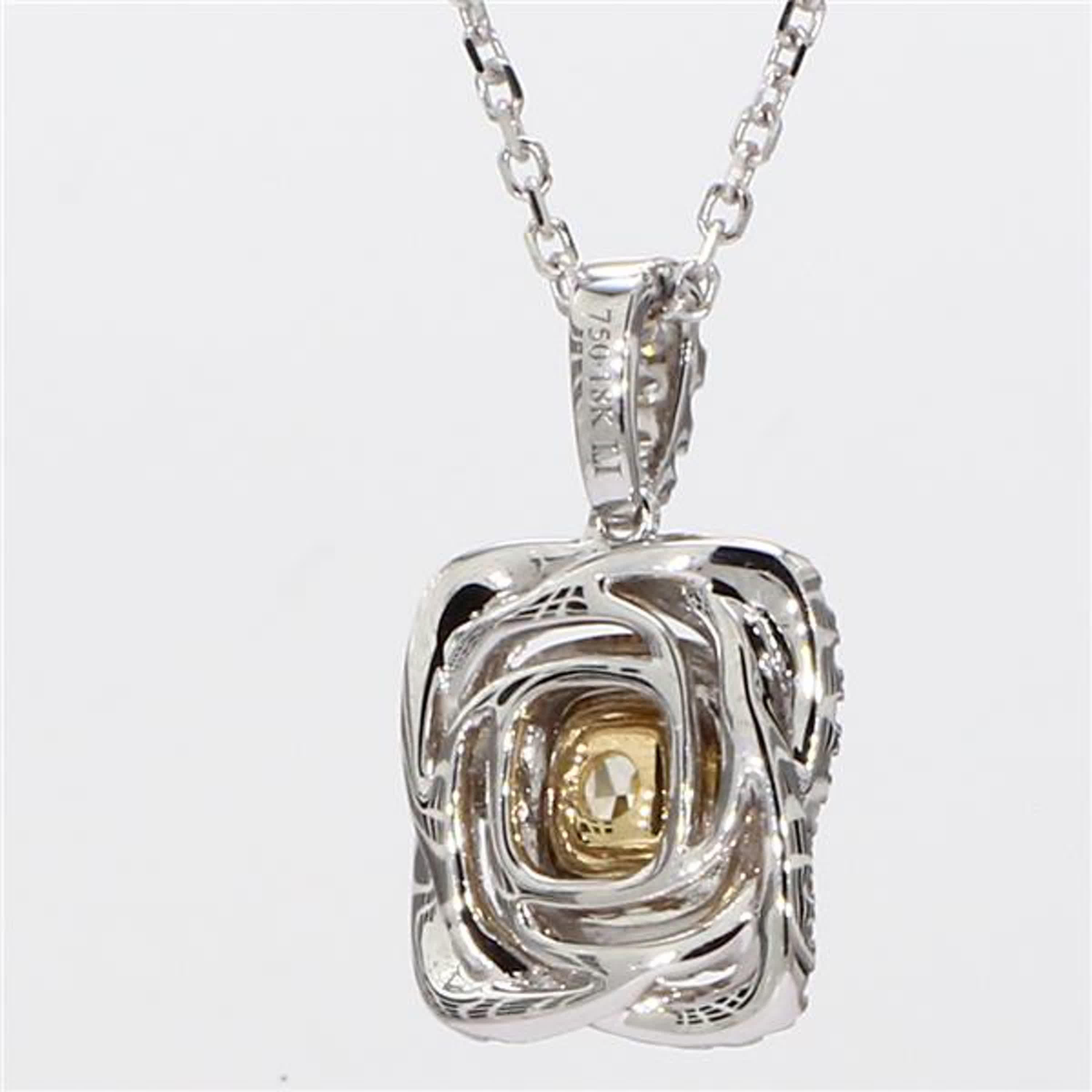 GIA Certified Natural Yellow Cushion Diamond 1.10 Carat TW Gold Drop Pendant In New Condition For Sale In New York, NY