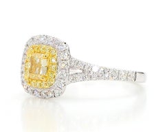 GIA Certified Natural Yellow Cushion Diamond 1.15 Carat TW Gold Cocktail Ring