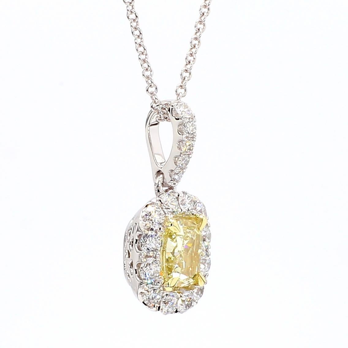 Colgante de gota de oro de 1.28 quilates TW con diamante amarillo natural en cojín certificado por GIA Corte cojín en venta
