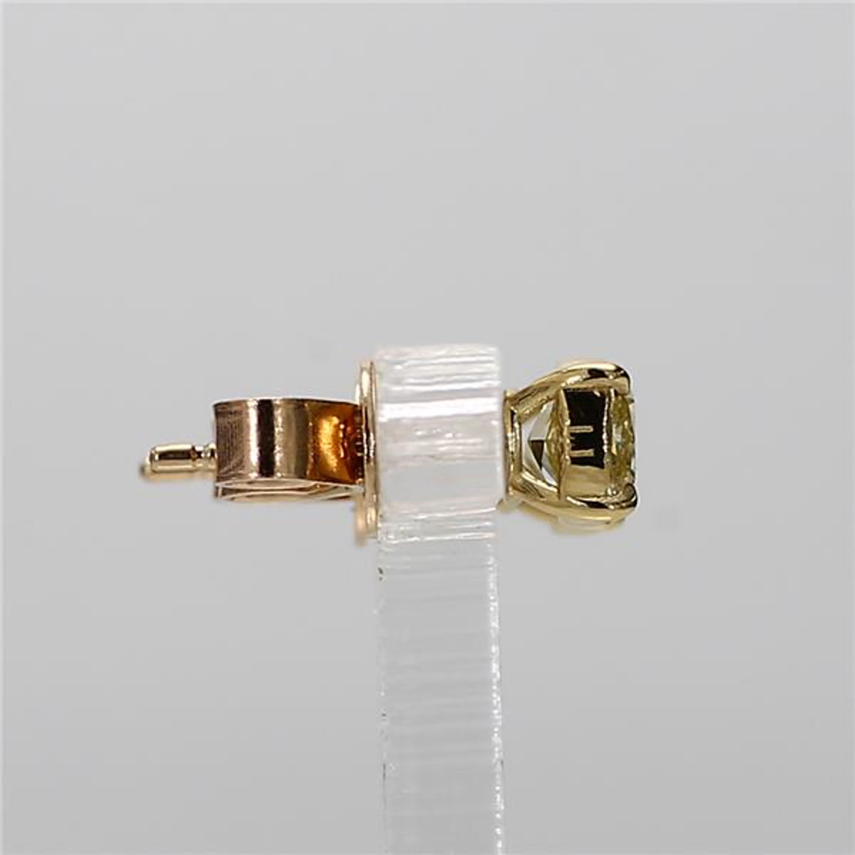 Women's GIA Certified Natural Yellow Cushion Diamond 1.44 Carat TW Gold Stud Earrings