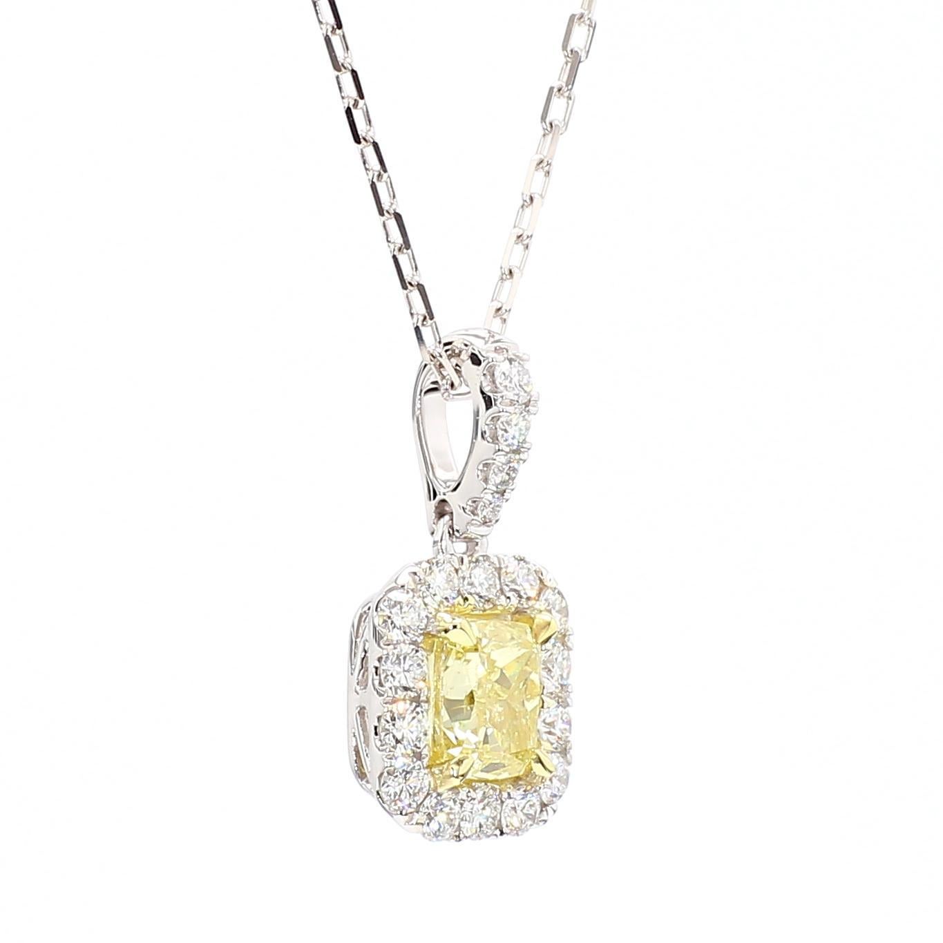 Colgante de gota de oro de 1.45 quilates TW con diamante amarillo natural en cojín certificado por GIA Corte cojín