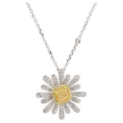 Colgante de gota de oro de 1.58 quilates TW con diamante amarillo natural en cojín certificado por GIA