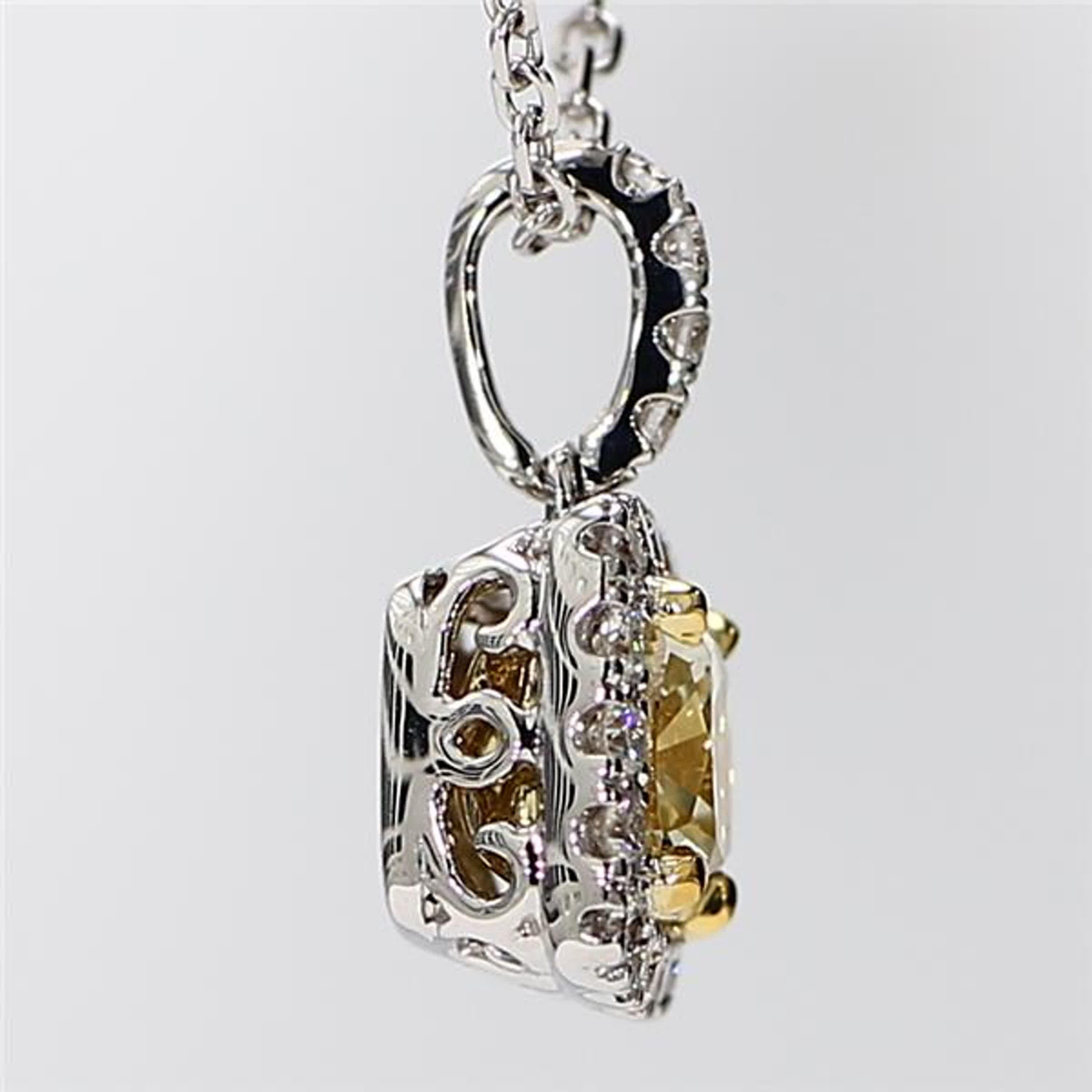 Women's GIA Certified Natural Yellow Cushion Diamond 1.60 Carat Gold Drop Pendant