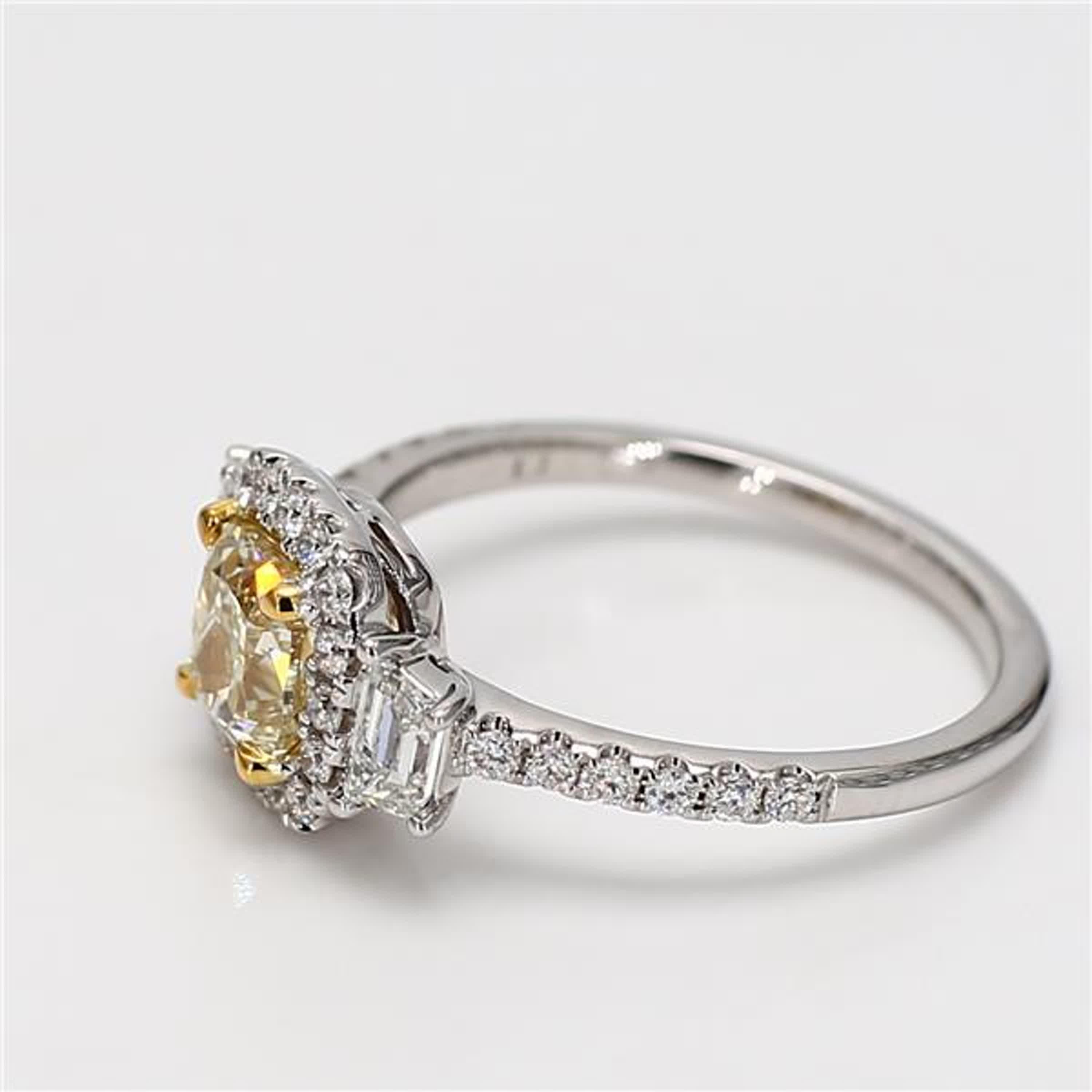 Contemporary GIA Certified Natural Yellow Cushion Diamond 1.63 Carat TW Gold Cocktail Ring