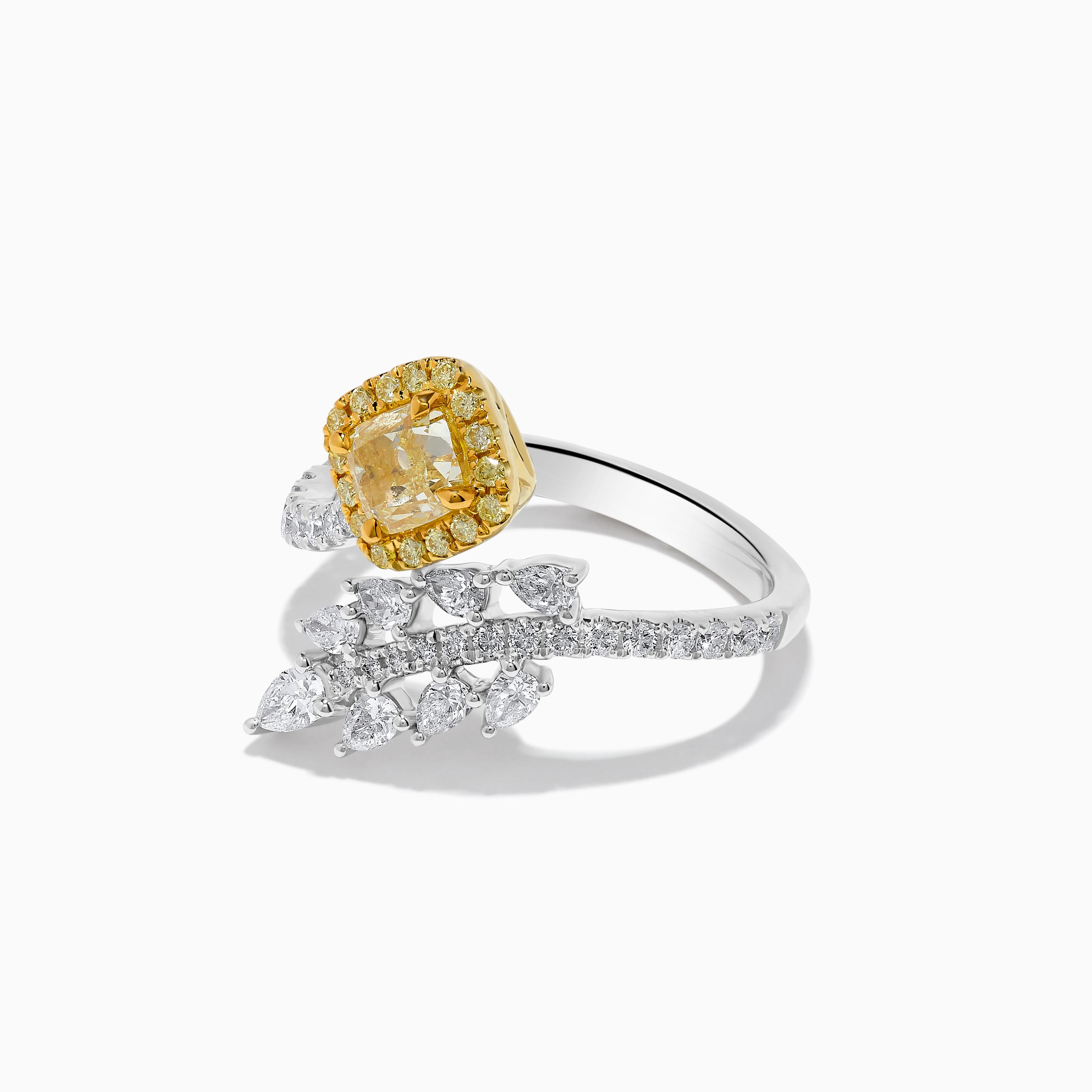 Contemporary GIA Certified Natural Yellow Cushion Diamond 1.69 Carat TW Gold Cocktail Ring For Sale