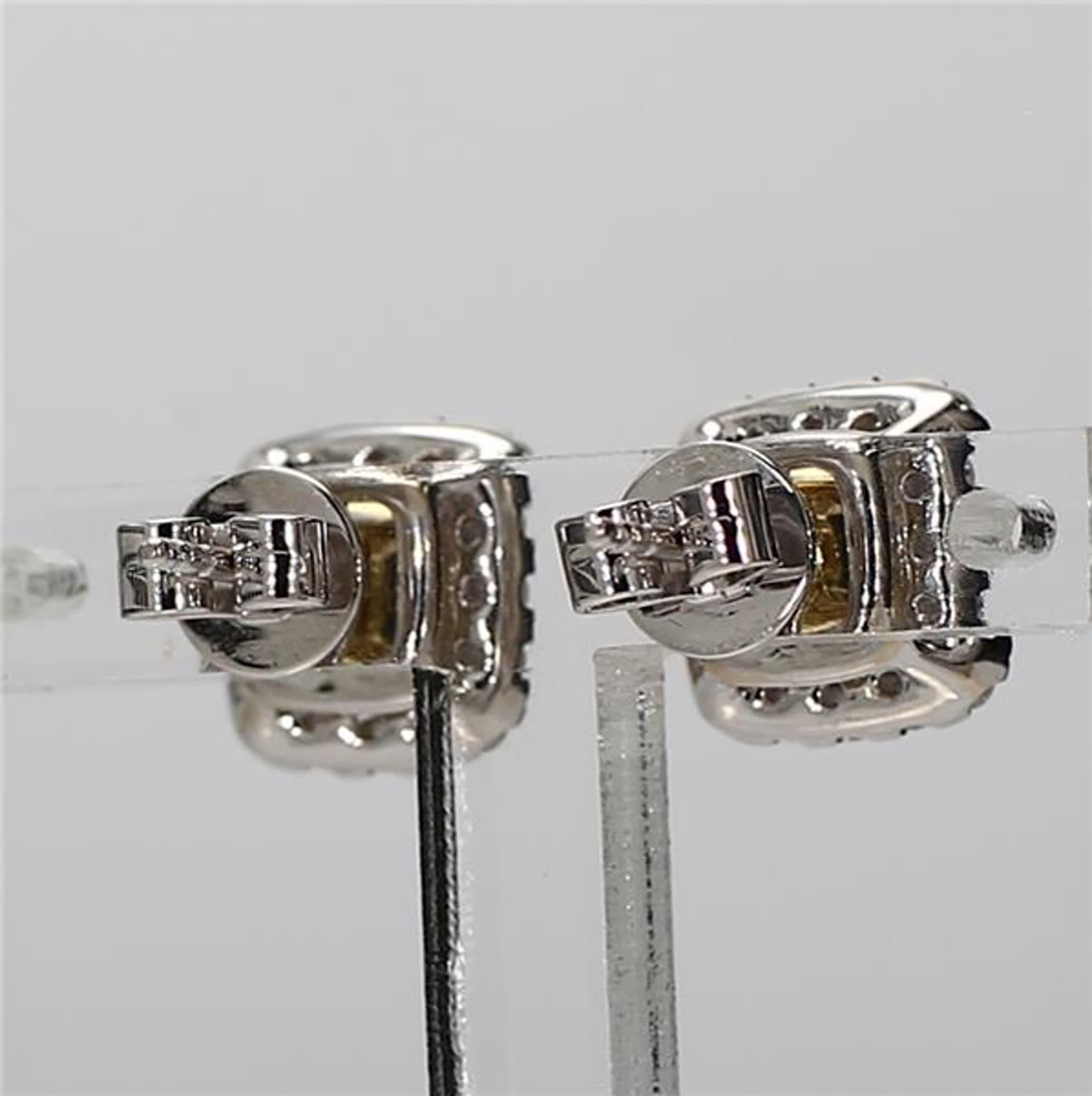 GIA Certified Natural Yellow Cushion Diamond 1.90 Carat TW Gold Stud Earrings In New Condition In New York, NY