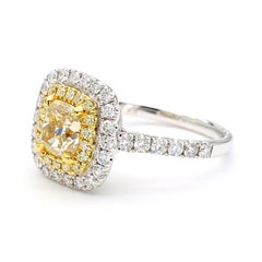 GIA Certified Natural Yellow Cushion Diamond 1.95 Carat TW Gold Cocktail Ring